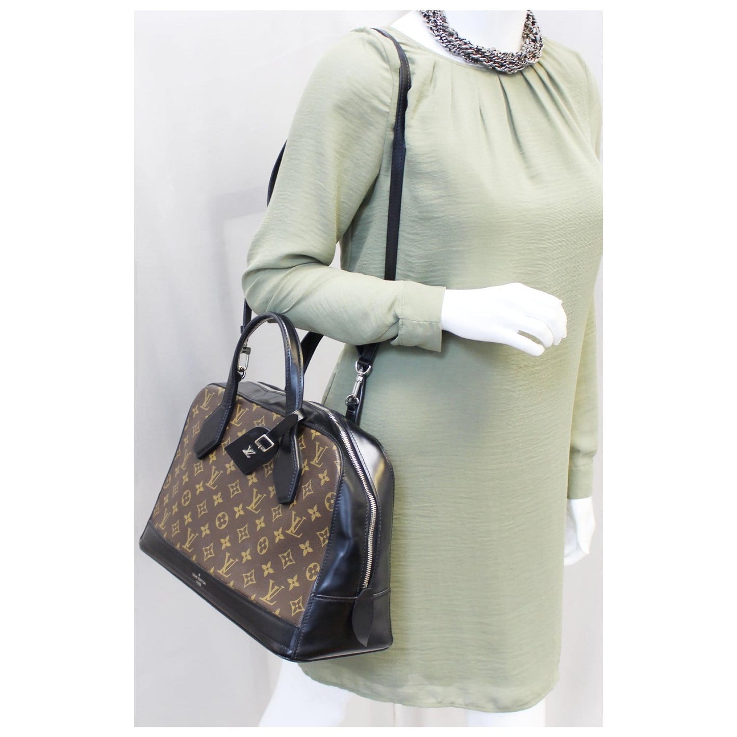 LOUIS VUITTON Dora MM Monogram Canvas Shoulder Handbag Black