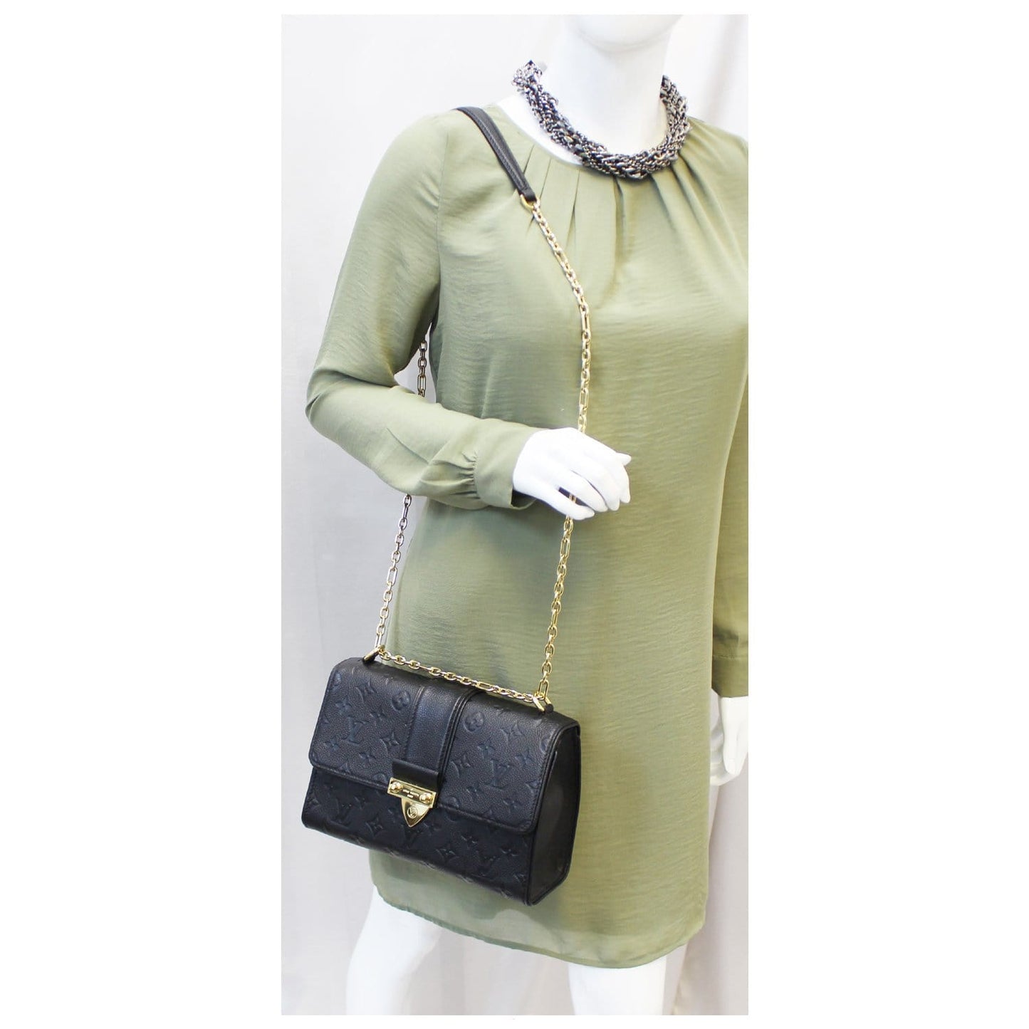 LOUIS VUITTON Saint Sulpice PM Empreinte Leather Crossbody Bag Noir