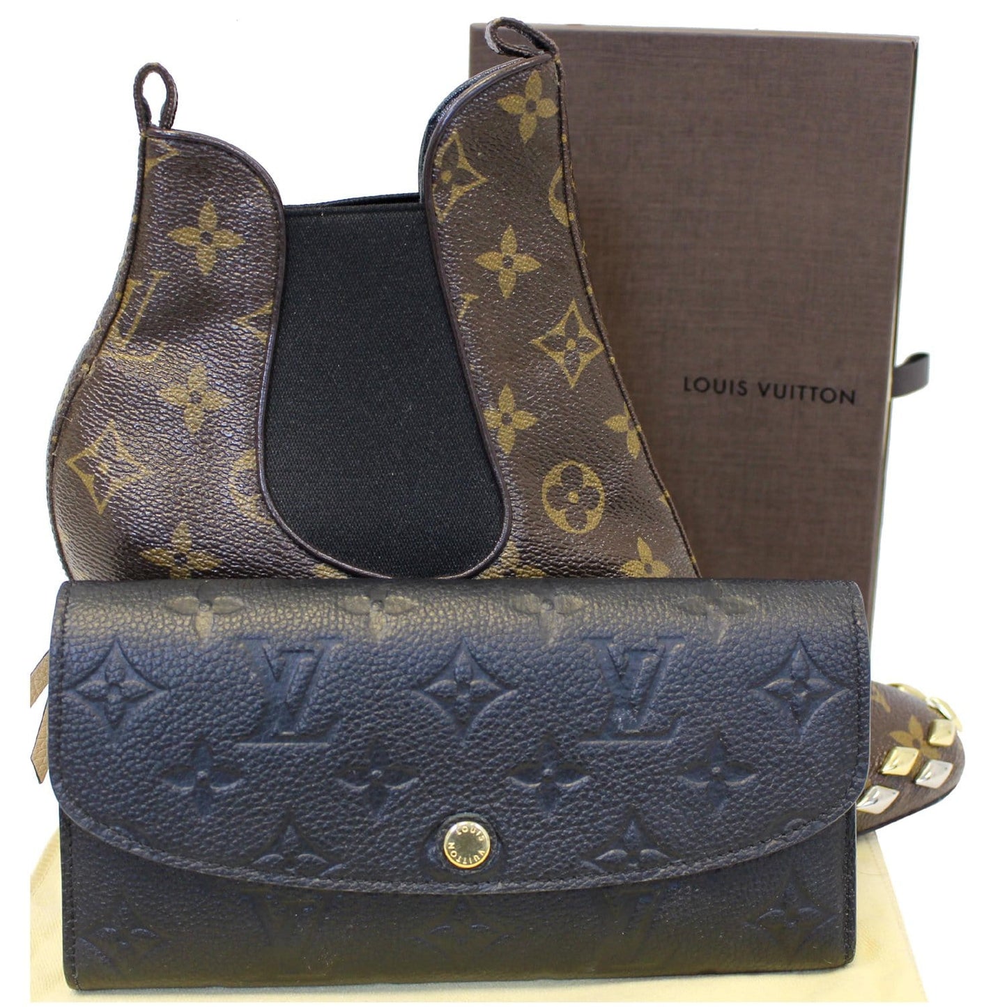 LOUIS VUITTON Emilie Monogram Empreinte Leather Wallet Black