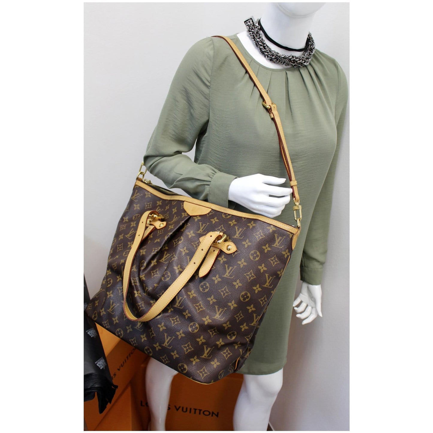 LOUIS VUITTON Palermo GM Monogram Canvas Tote Shoulder Bag Brown