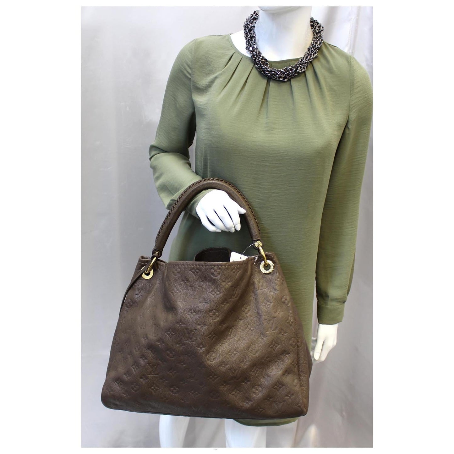 LOUIS VUITTON Artsy MM Monogram Empreinte Leather Shoulder Bag Terre