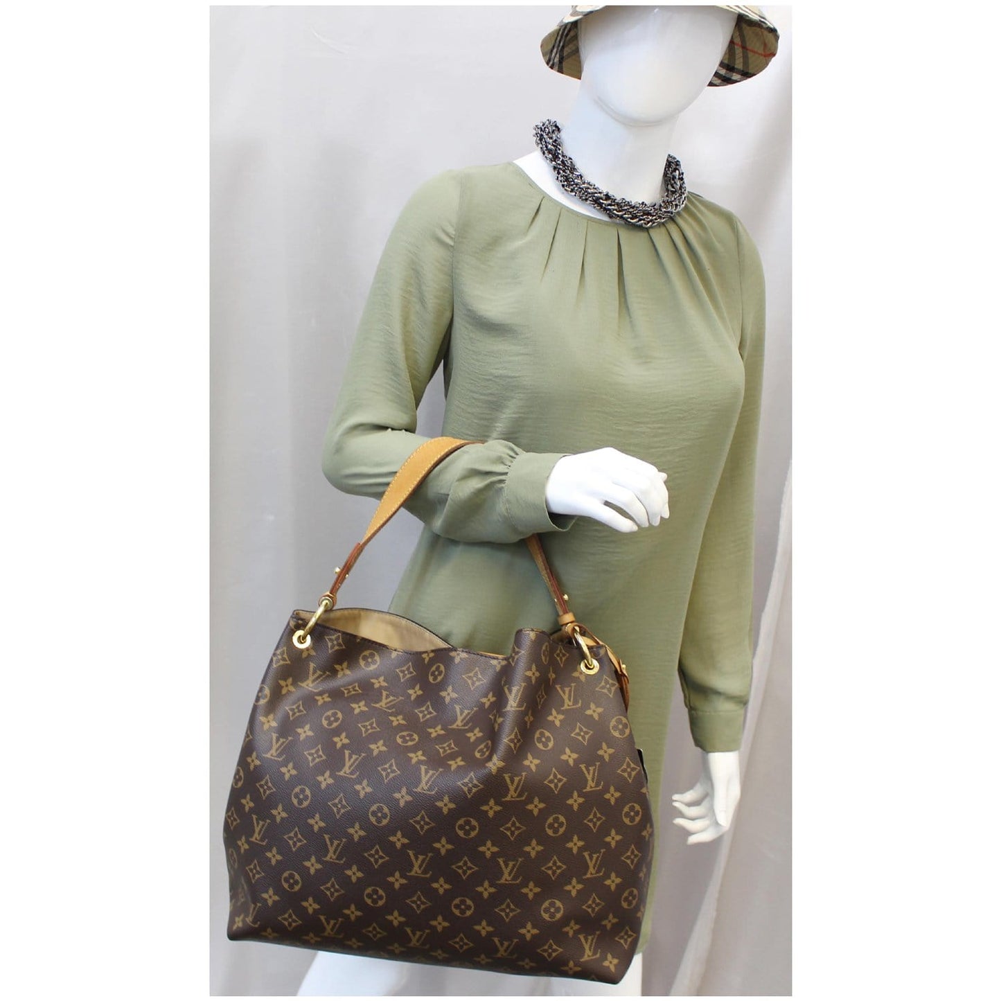LOUIS VUITTON Graceful MM Monogram Canvas Shoulder Bag Brown