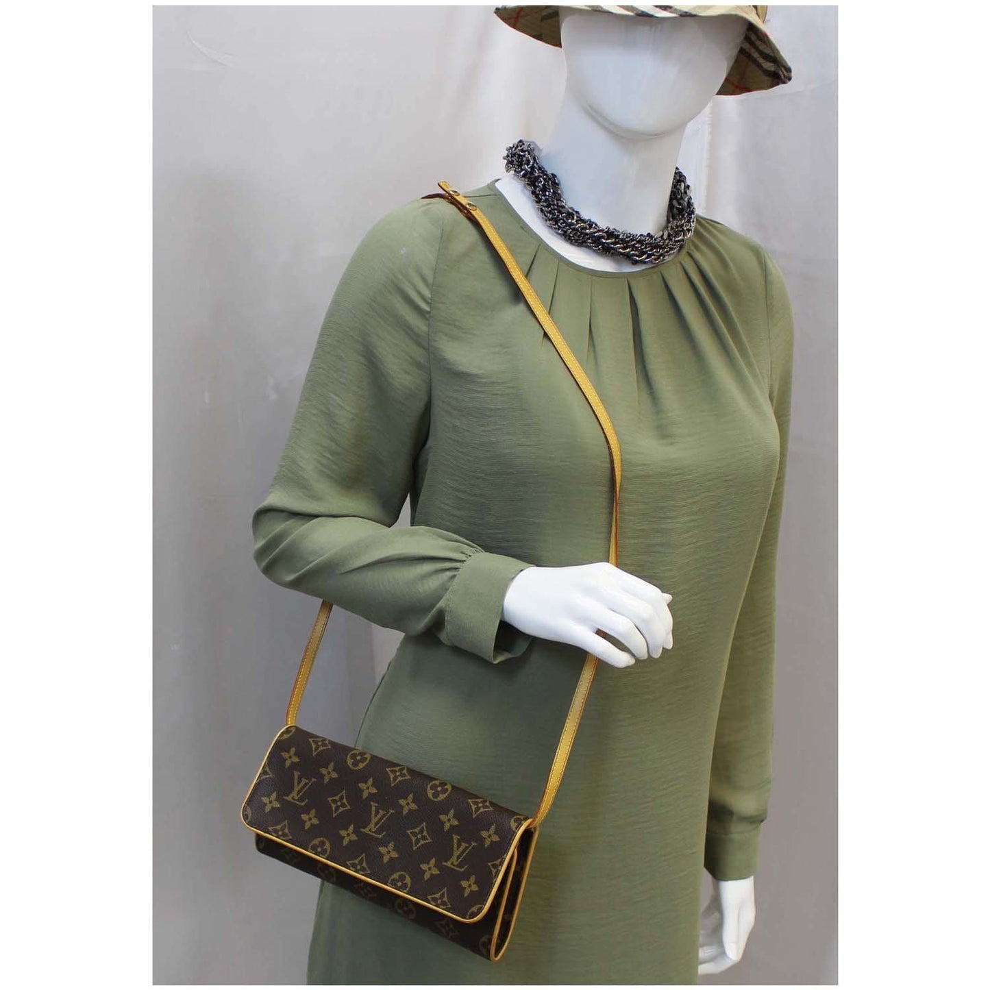 LOUIS VUITTON Pochette Twin GM Monogram Canvas Shoulder Bag Brown