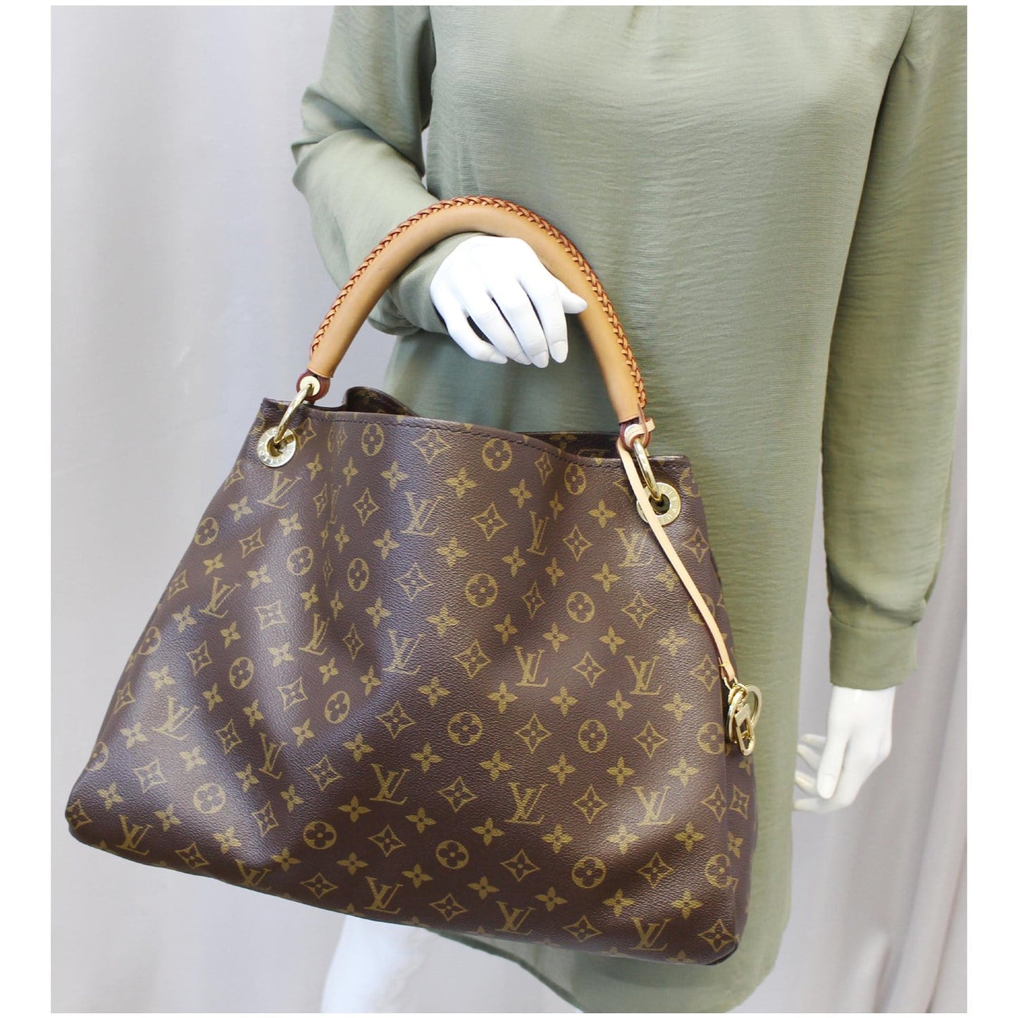 LOUIS VUITTON Artsy MM Monogram Canvas Shoulder Bag Brown
