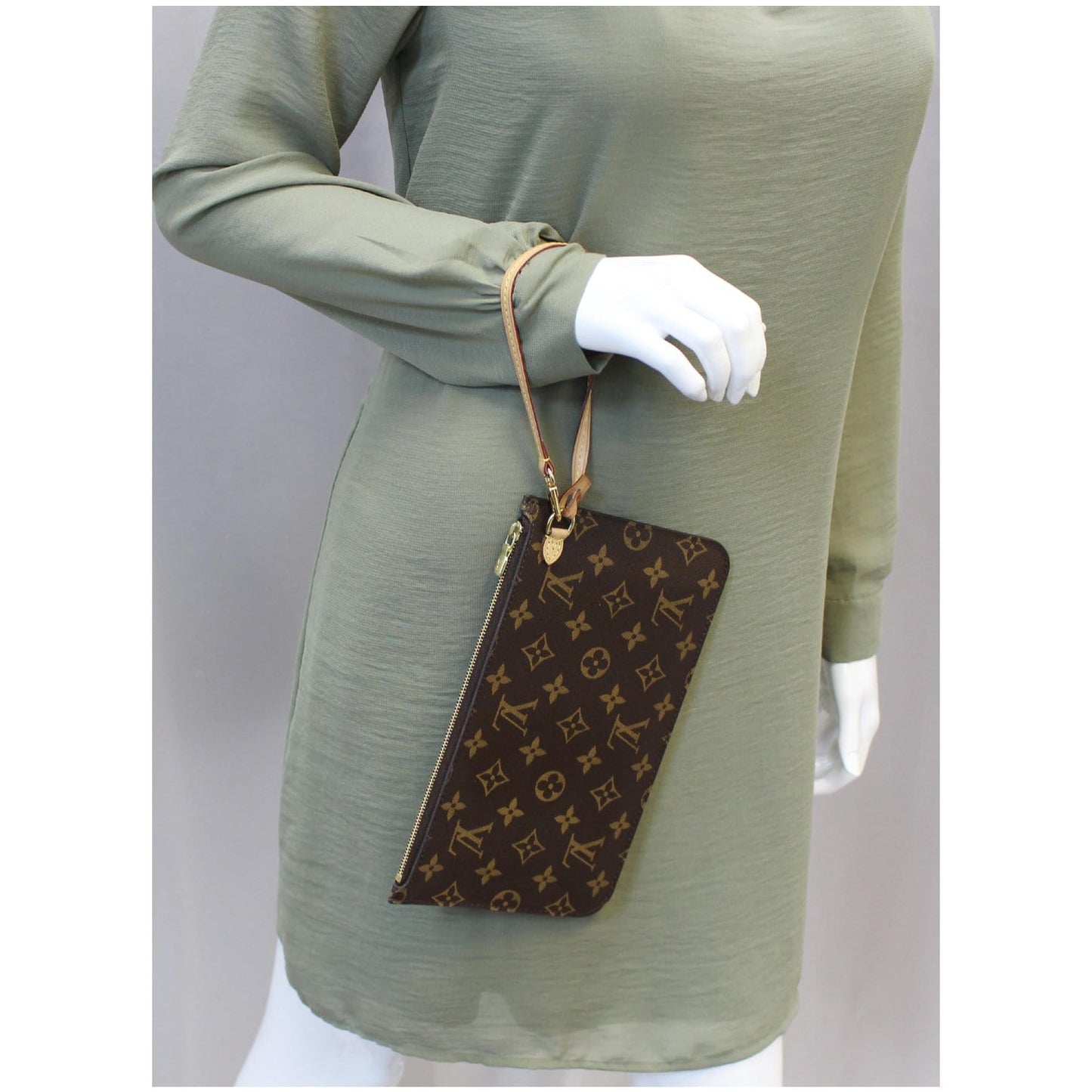 LOUIS VUITTON Pochette Wristlet Pouch Monogram Canvas Neverfull MM/GM Brown