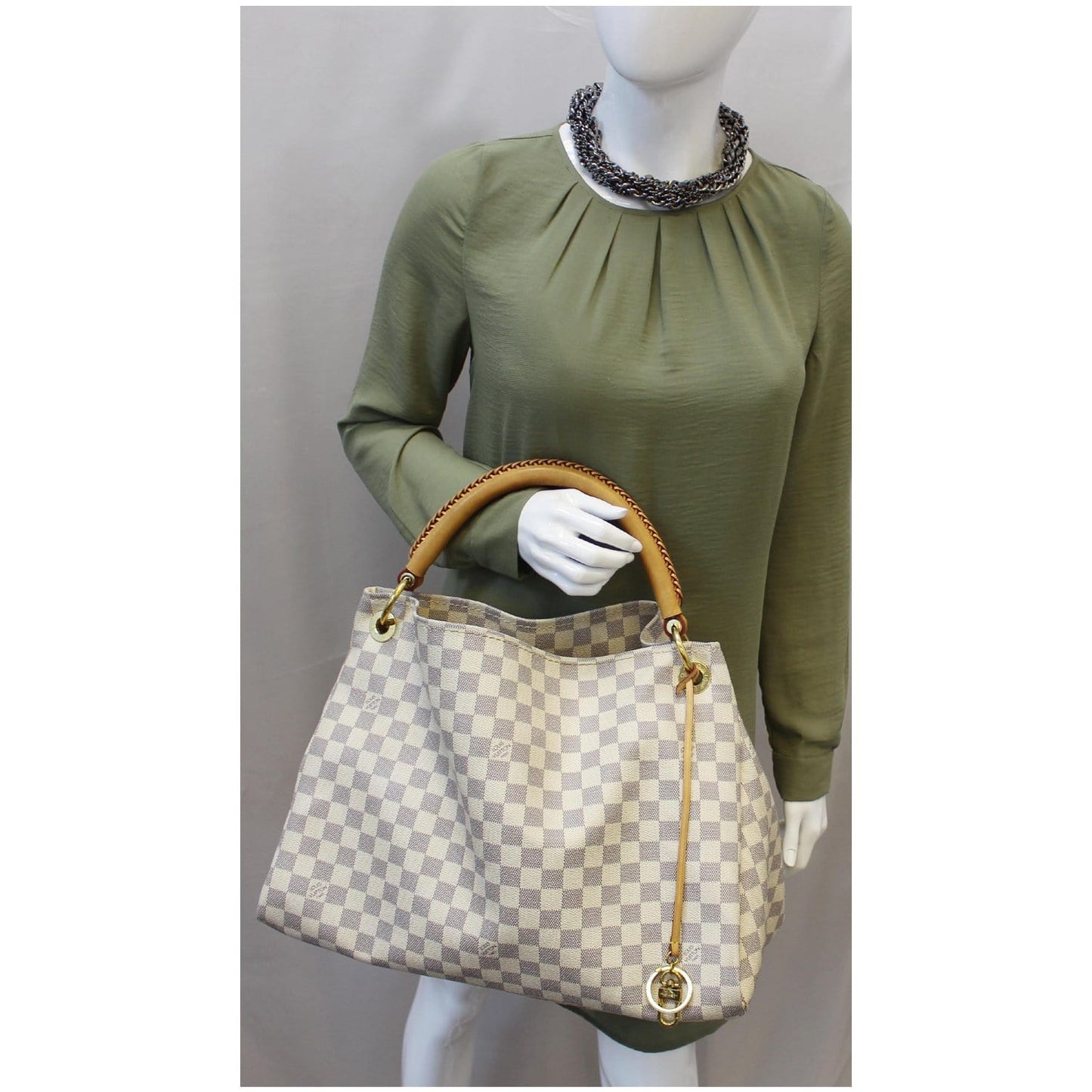 LOUIS VUITTON Artsy MM Damier Azur Shoulder Bag White
