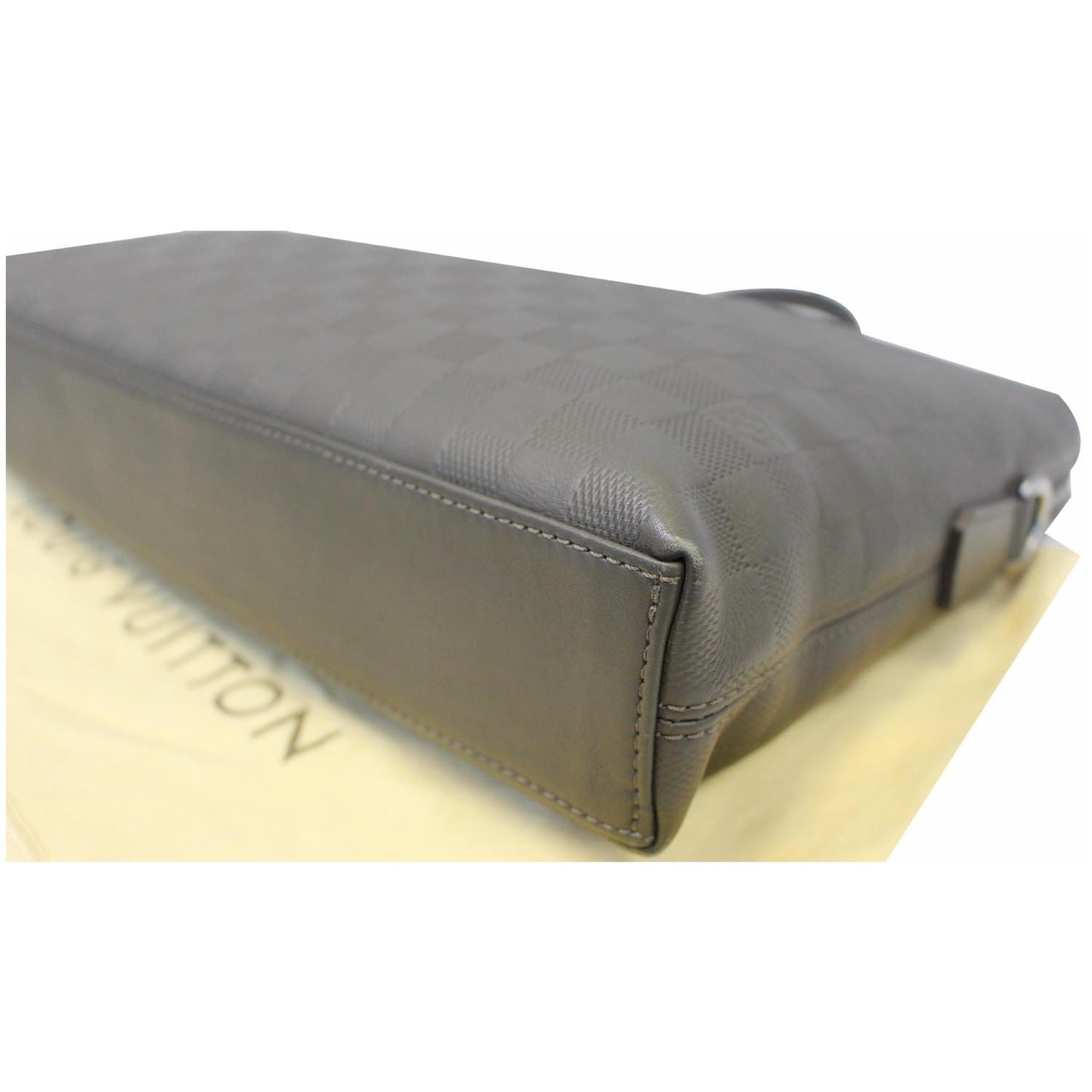 LOUIS VUITTON Porte-Documents Jour Damier Infini Leather Shoulder Bag Grey