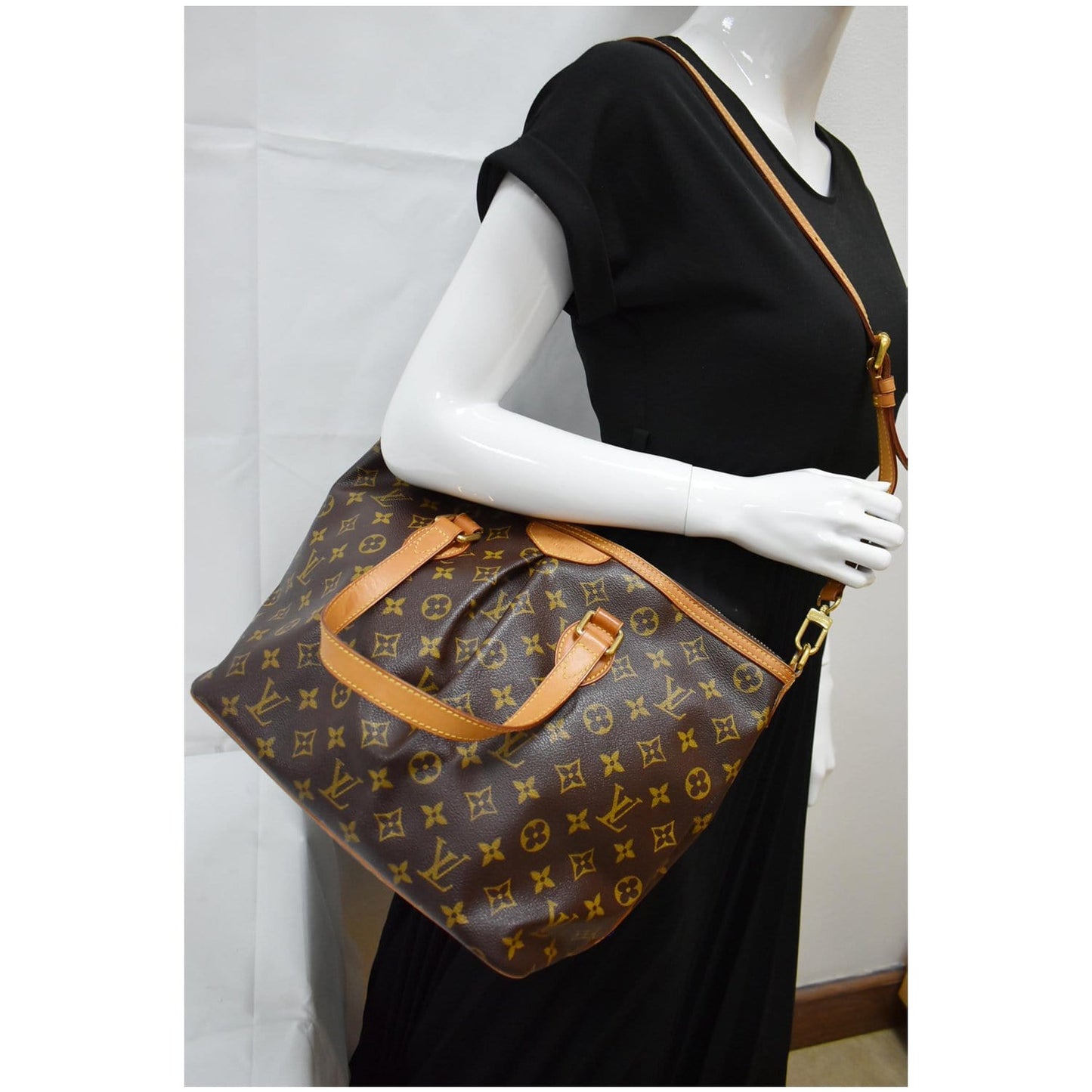 LOUIS VUITTON Palermo PM Monogram Canvas Shoulder Bag Brown