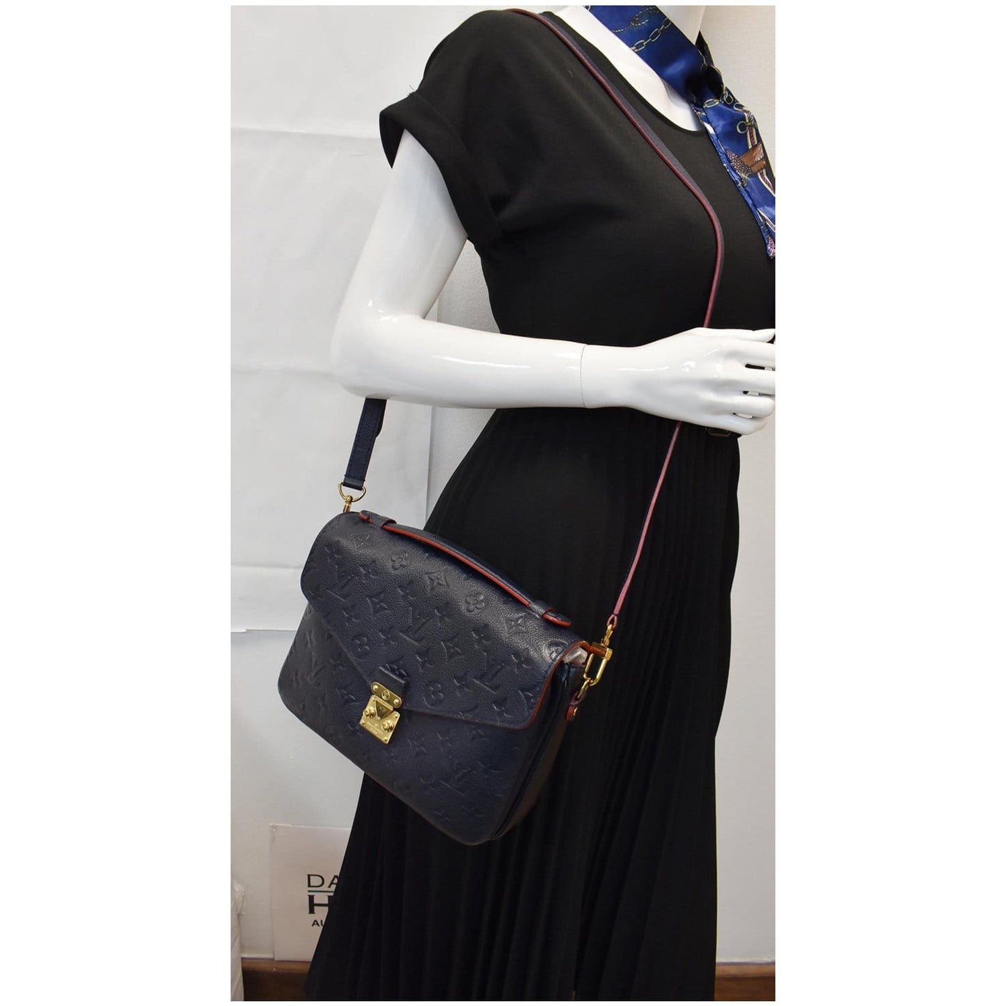 LOUIS VUITTON Metis Pochette Empreinte Leather Crossbody Bag Blue