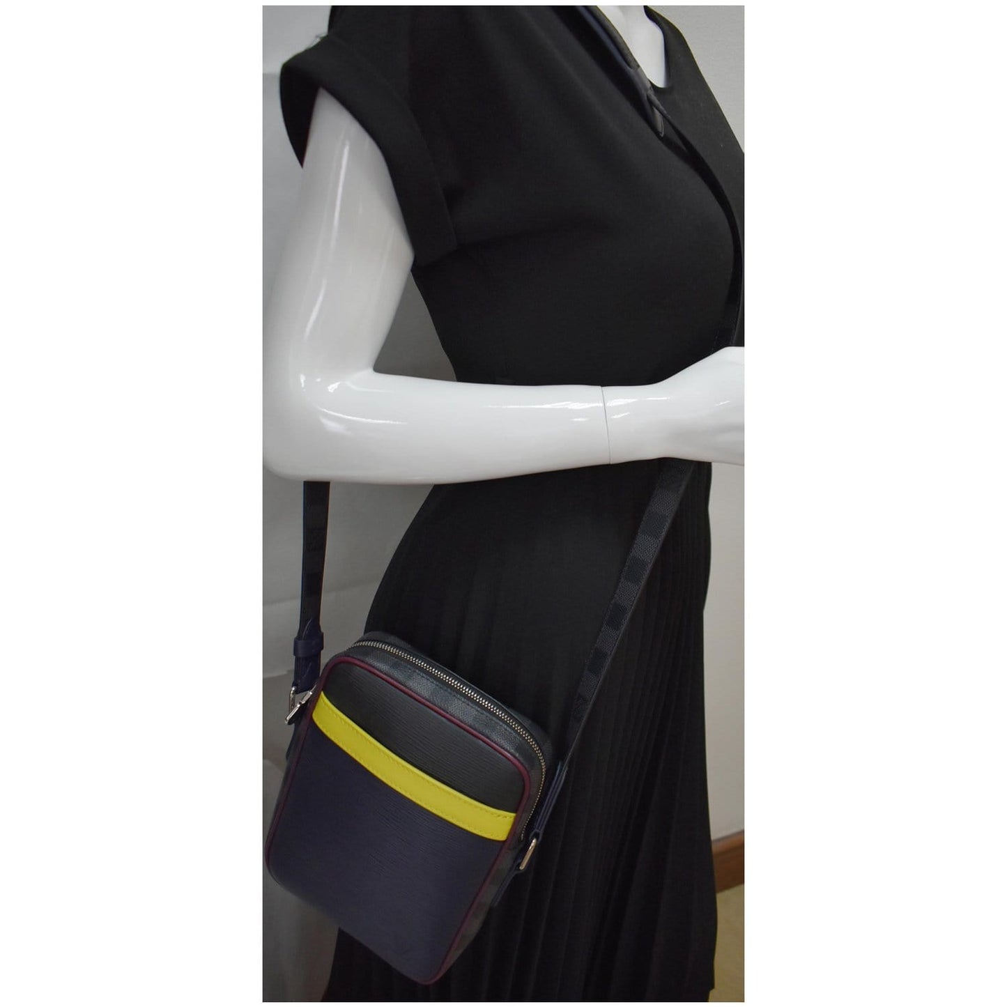 LOUIS VUITTON Danube PM Slim Damier Graphite Epi Pochette Crossbody Bag Blue - Final Sale