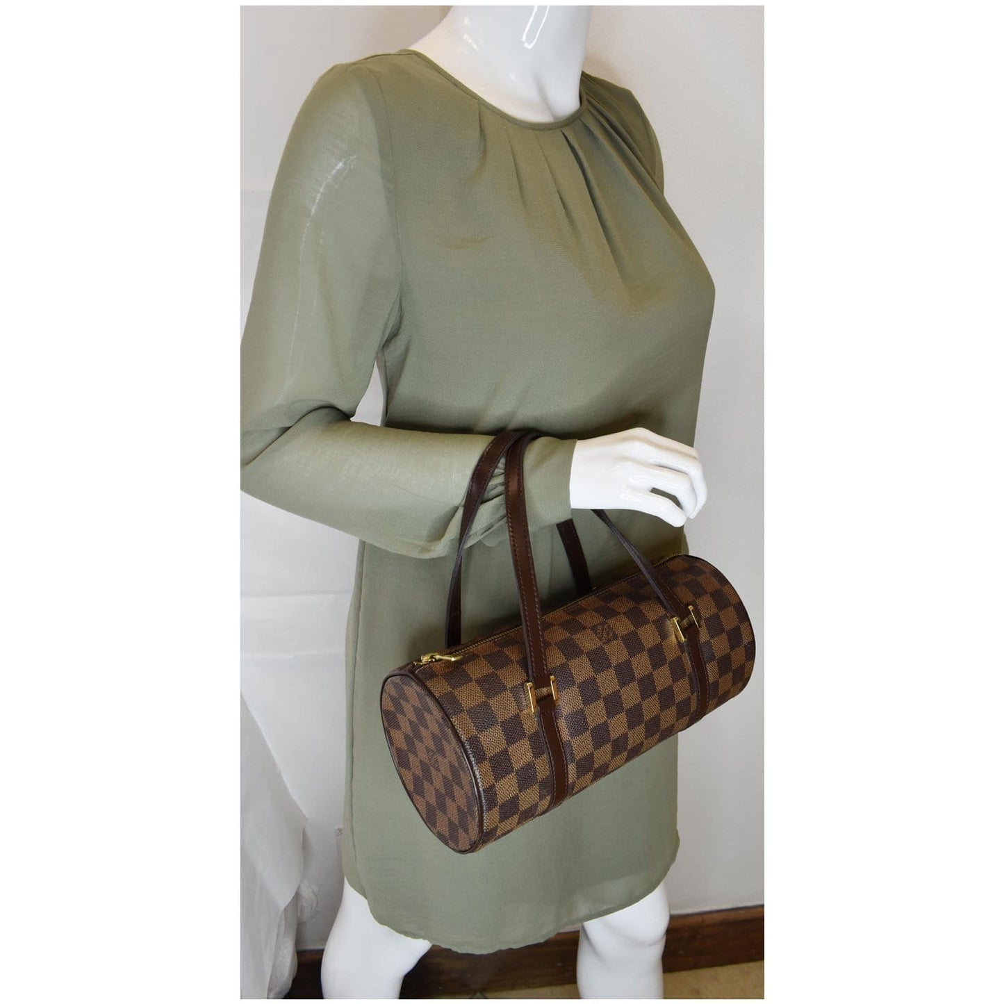 LOUIS VUITTON Papillon Damier Ebene Shoulder Bag Brown