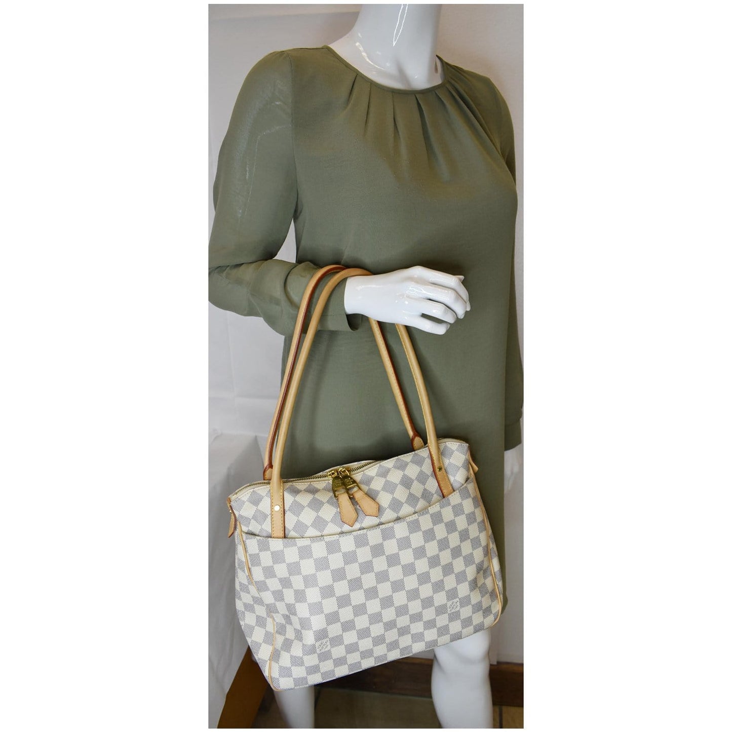 LOUIS VUITTON Figheri PM Damier Azur Shoulder Bag White