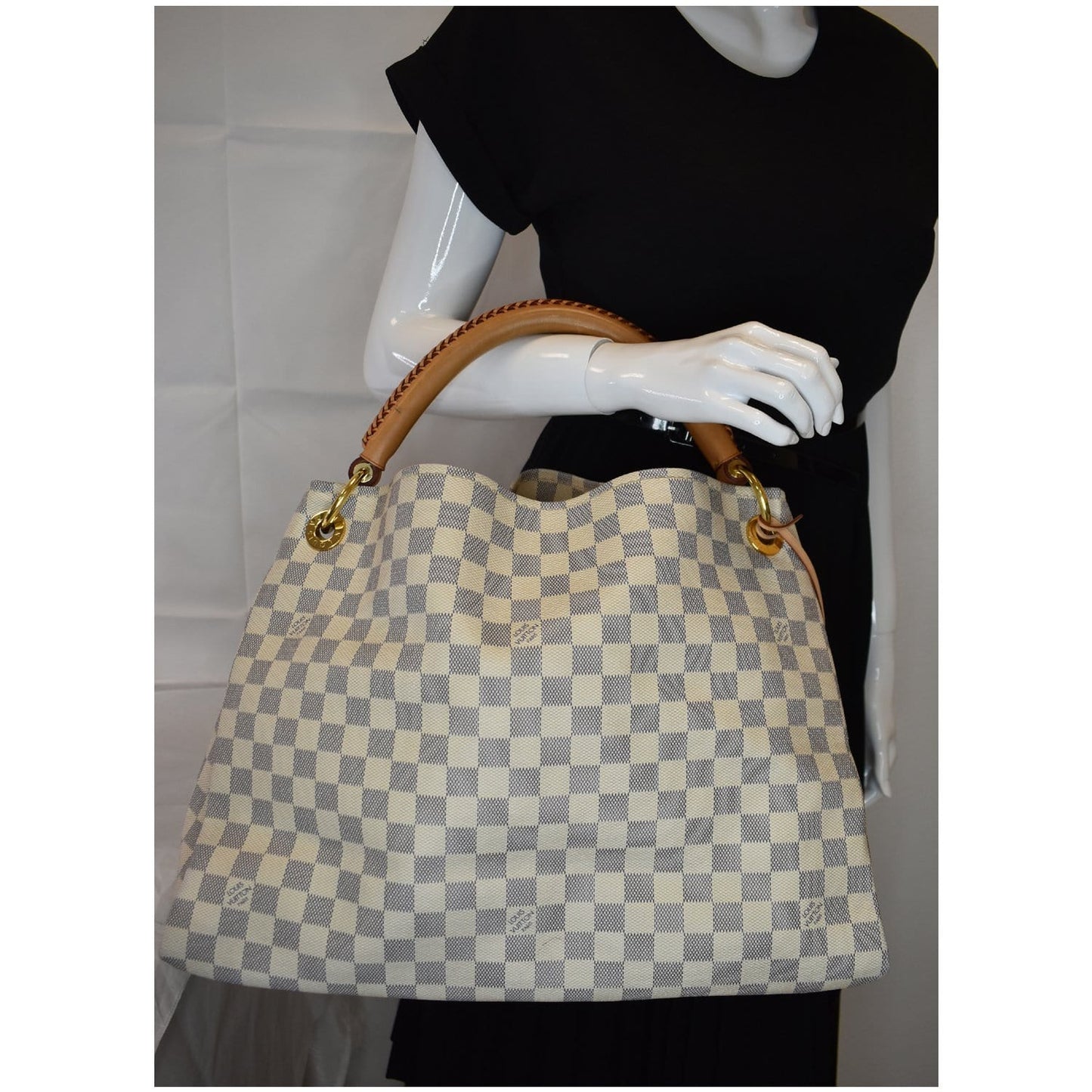 LOUIS VUITTON Artsy MM Damier Azur Shoulder Bag White