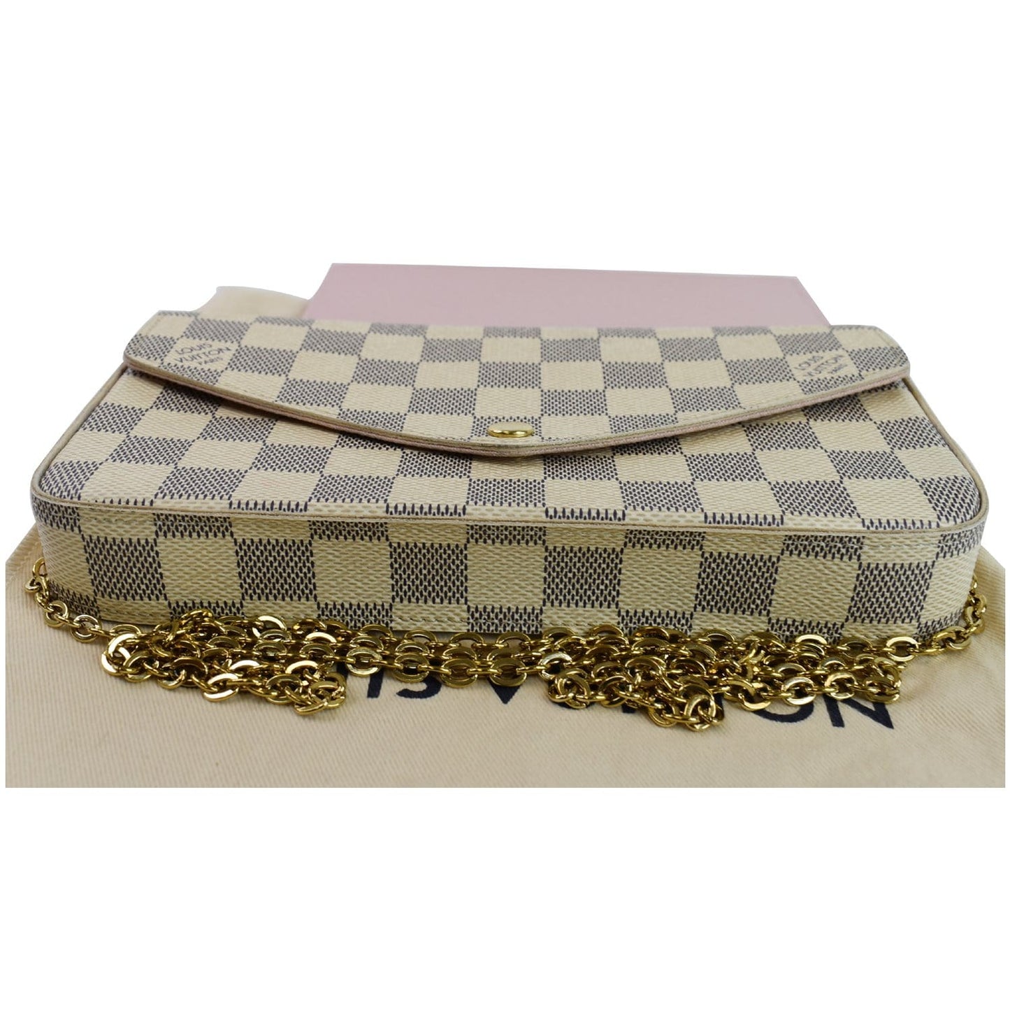 LOUIS VUITTON Pochette Felicie Damier Azur Crossbody Bag White