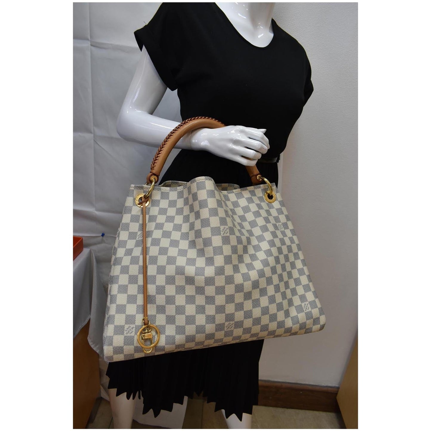LOUIS VUITTON  Artsy MM Damier Azur Hobo Bag White