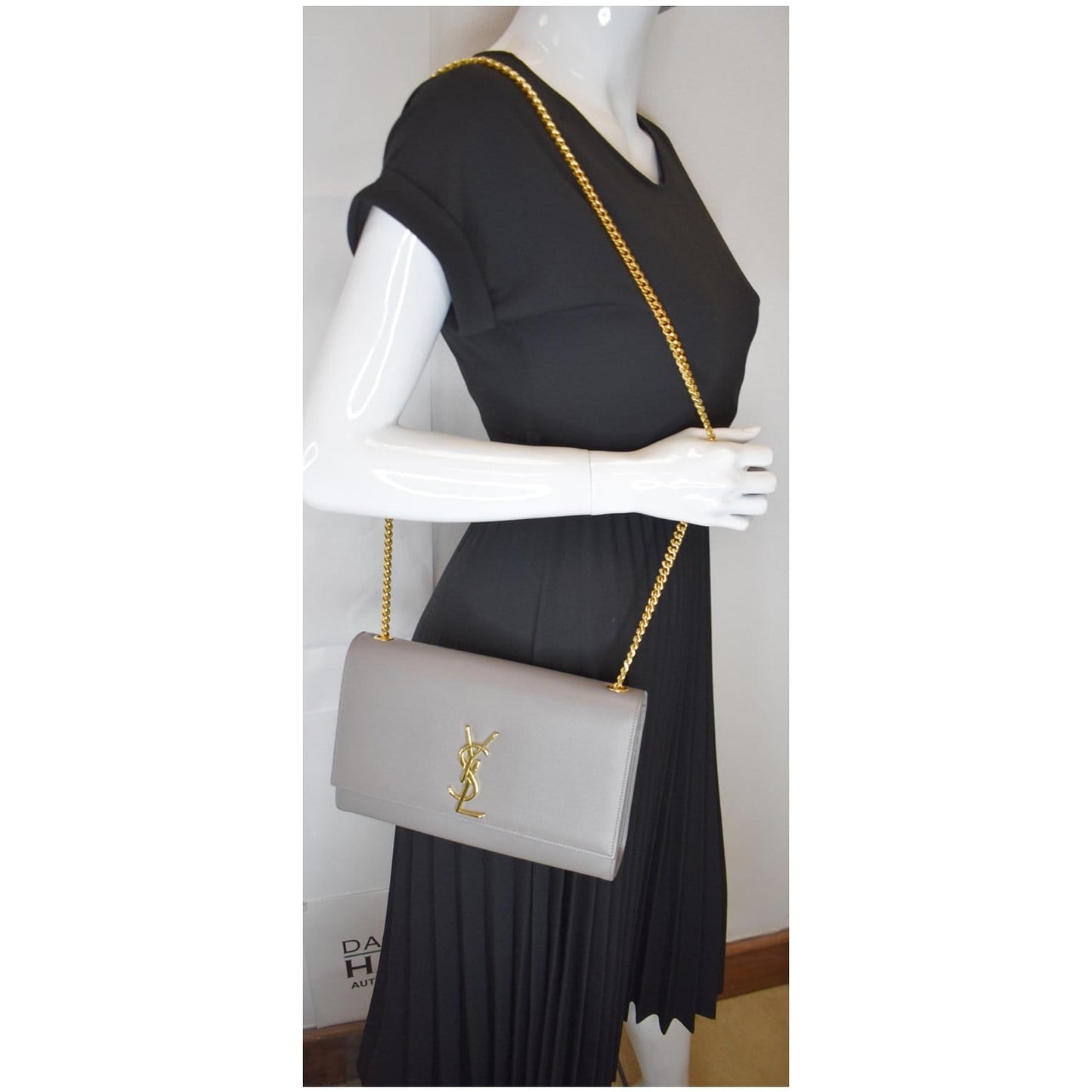 YVES SAINT LAURENT Kate Medium Leather Crossbody Bag Grey