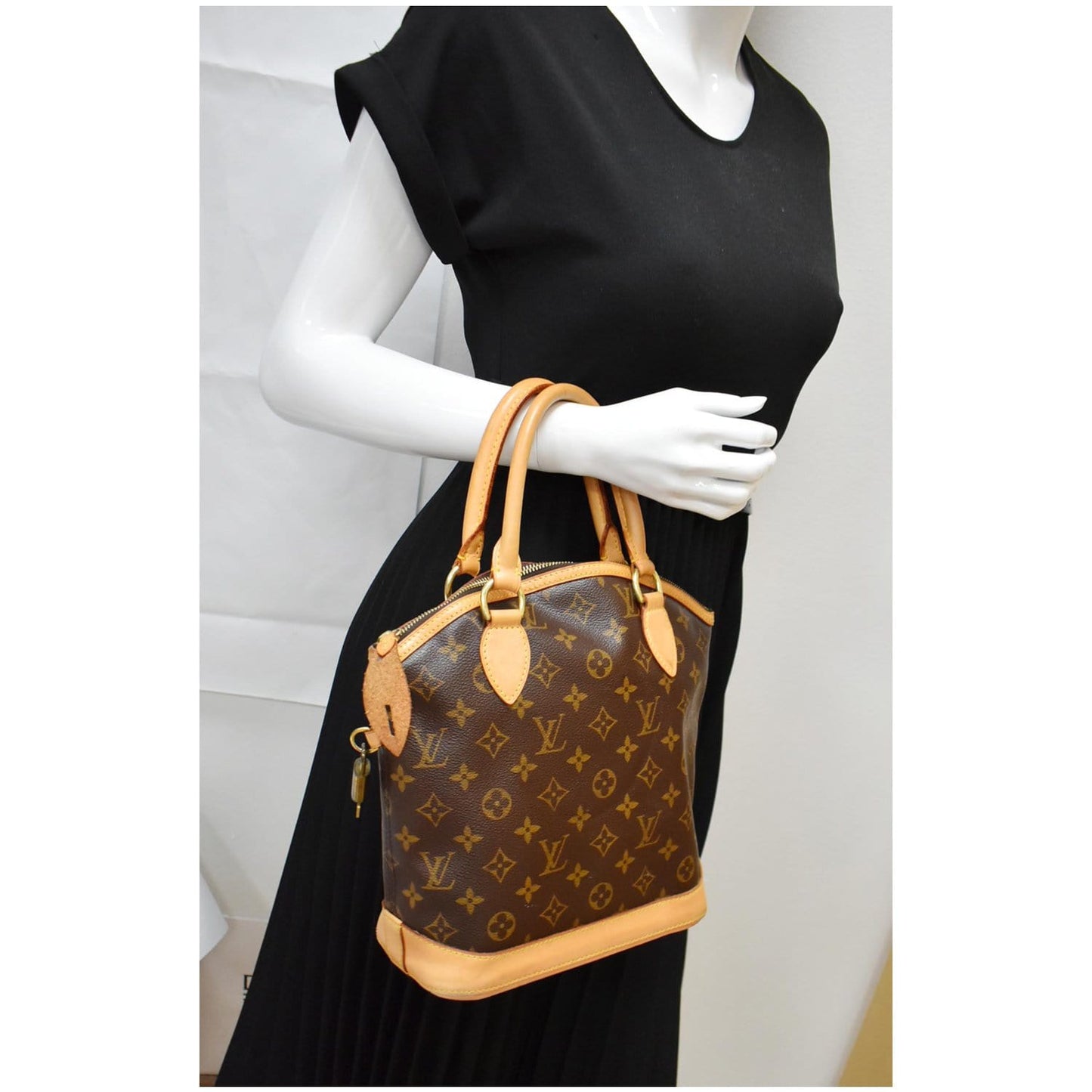 LOUIS VUITTON Lockit Vertical PM Monogram Canvas Tote Bag Brown