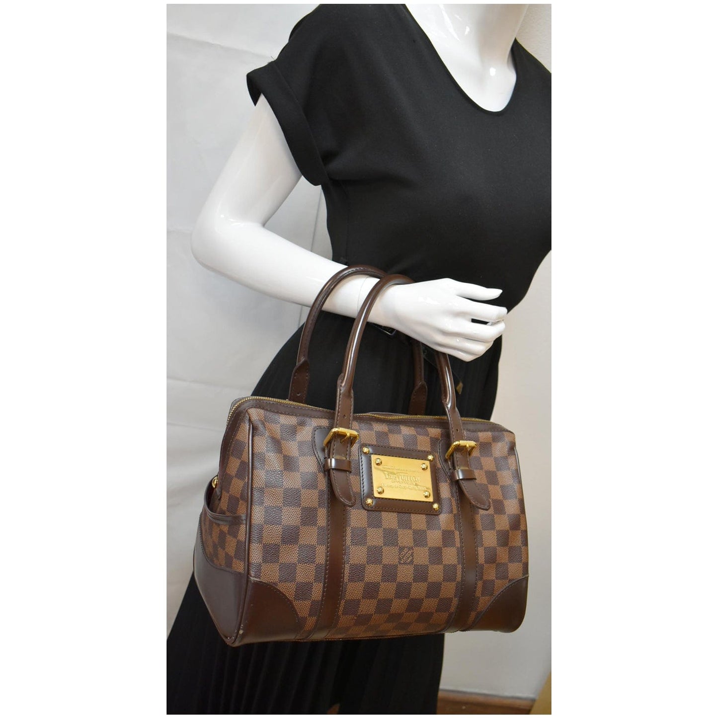 LOUIS VUITTON Berkeley Damier Ebene Satchel Bag Brown