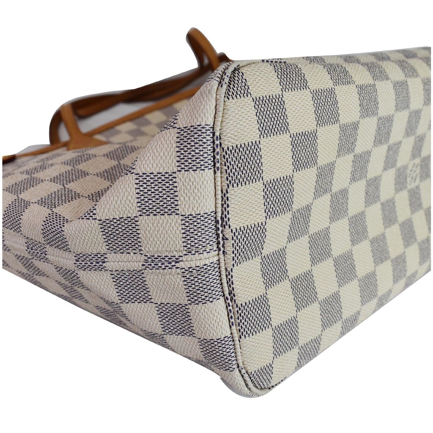 LOUIS VUITTON Neverfull MM Damier Azur Tote Shoulder Bag White