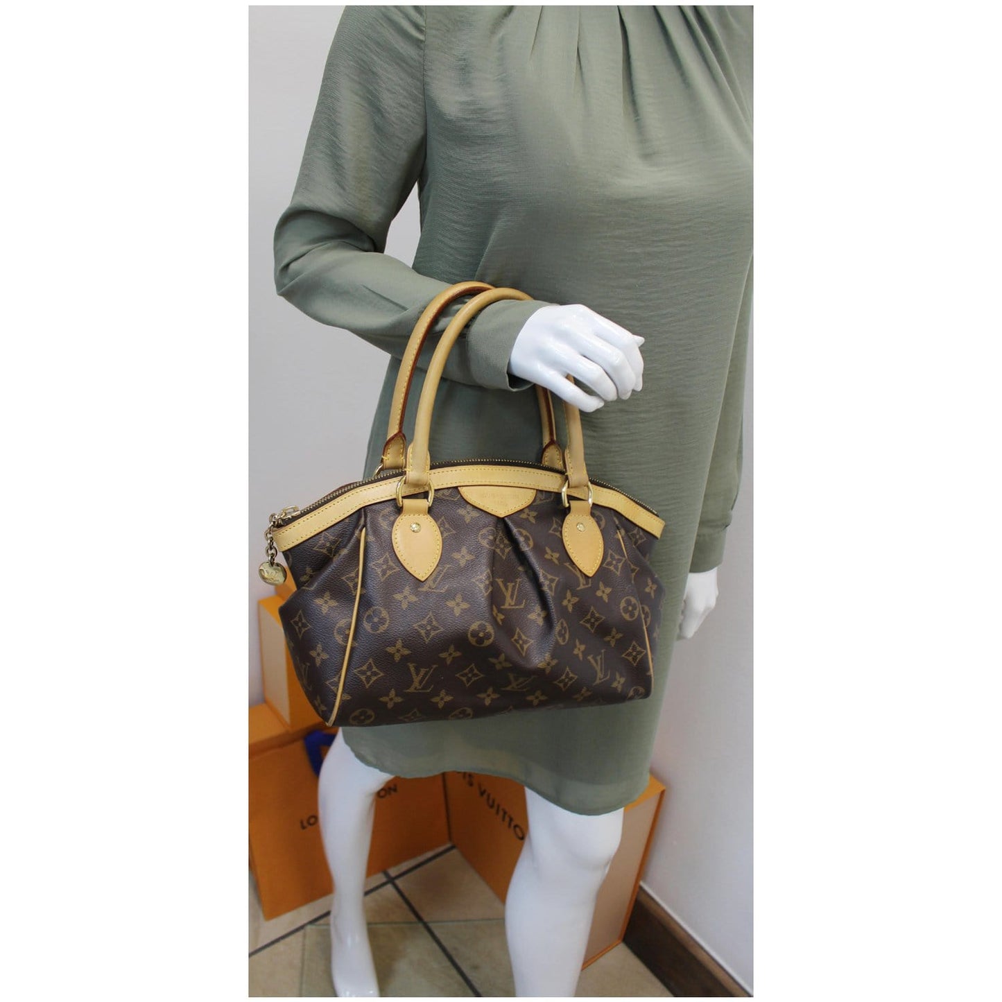 LOUIS VUITTON Tivoli PM Monogram Canvas Shoulder Bag Brown