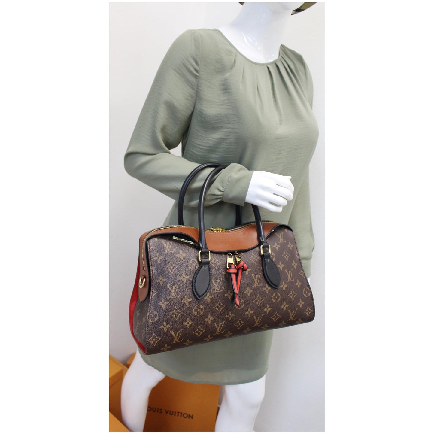 LOUIS VUITTON Tuileries Monogram Canvas Tote Shoulder Bag Caramel