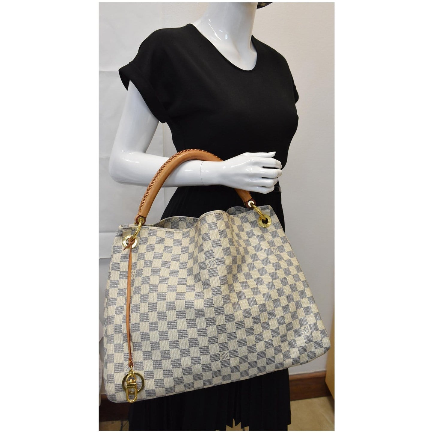 LOUIS VUITTON Artsy MM Damier Azur Shoulder Bag White