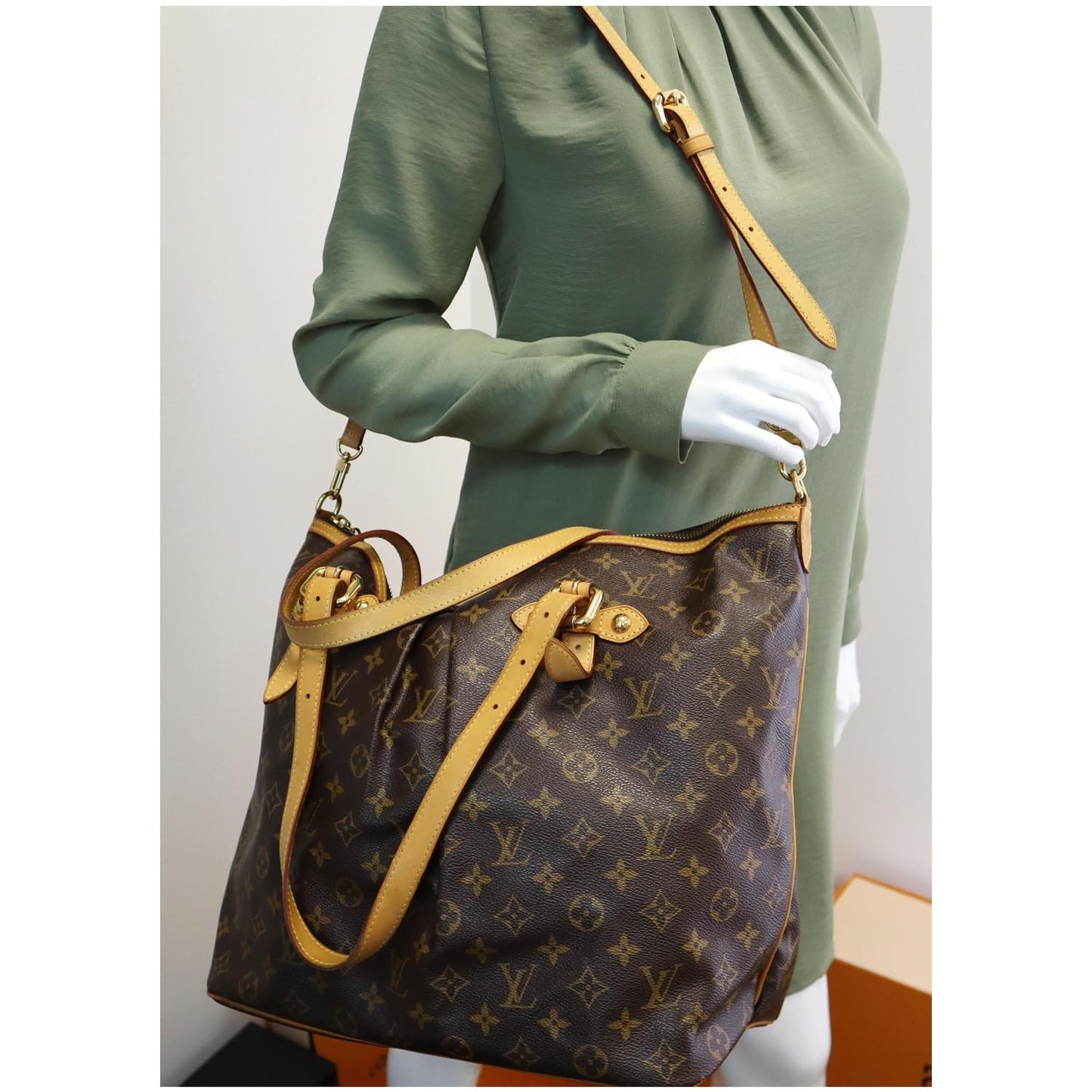LOUIS VUITTON Palermo GM Monogram Canvas Tote Shoulder Bag Brown