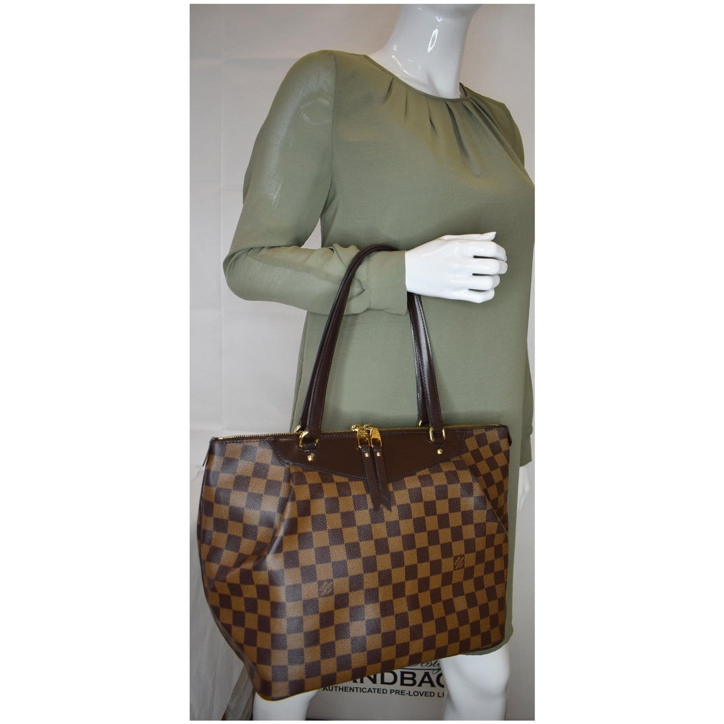 LOUIS VUITTON Westminster GM Damier Ebene Tote Shoulder Bag Brown