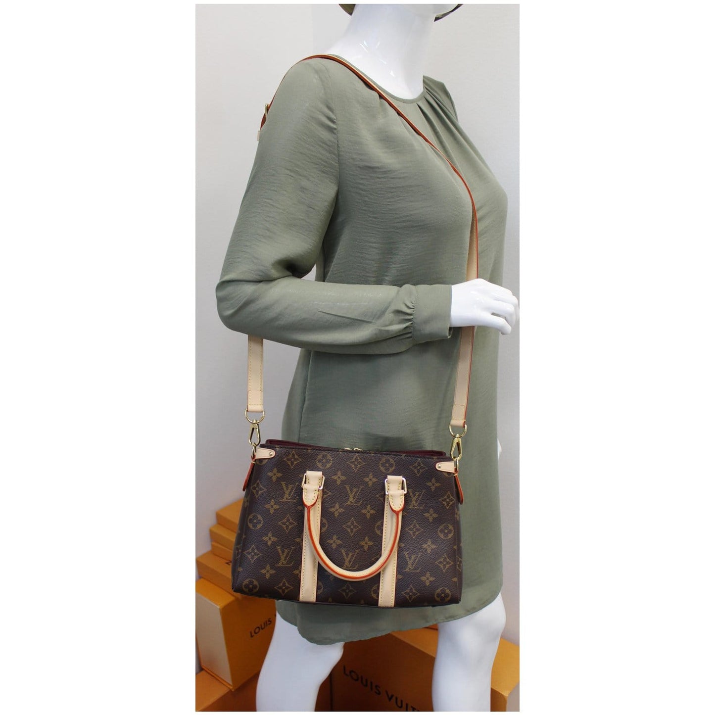 LOUIS VUITTON Soufflot BB Monogram Canvas Shoulder Bag Brown