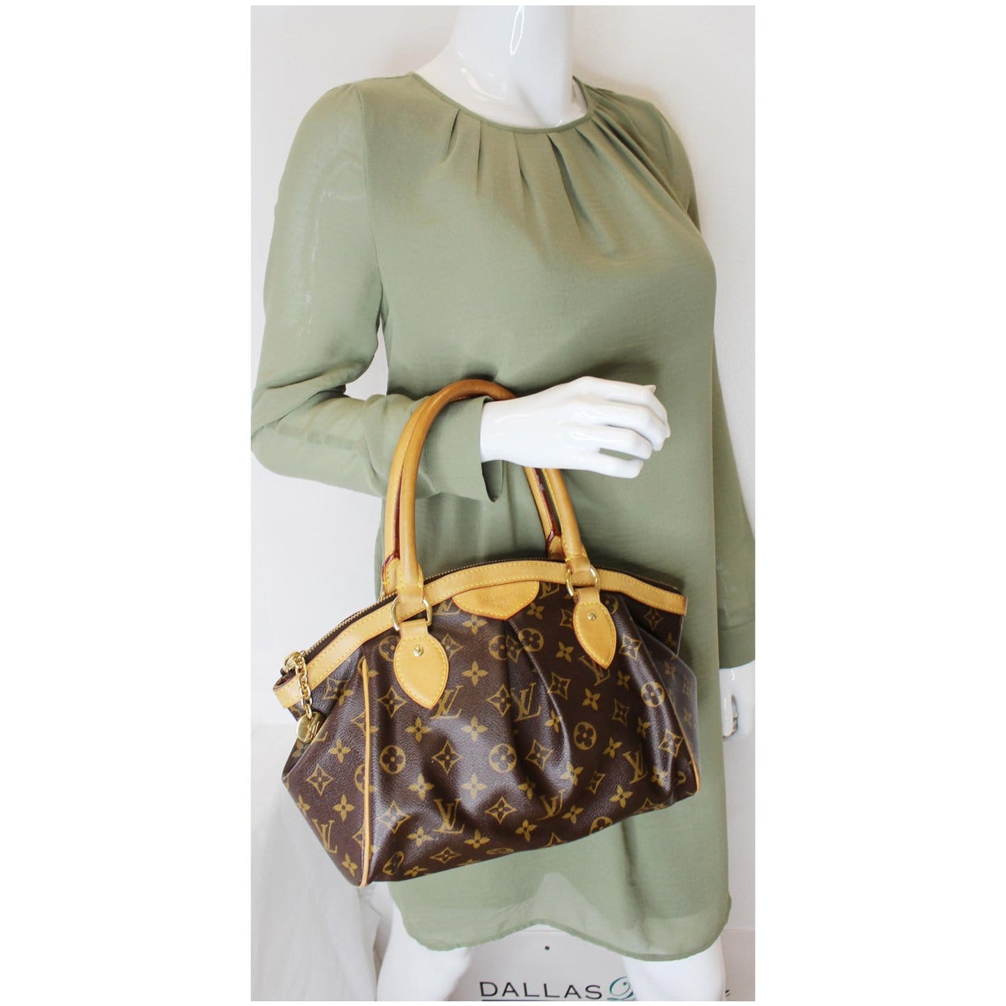 LOUIS VUITTON Tivoli PM Monogram Canvas Satchel Bag Brown