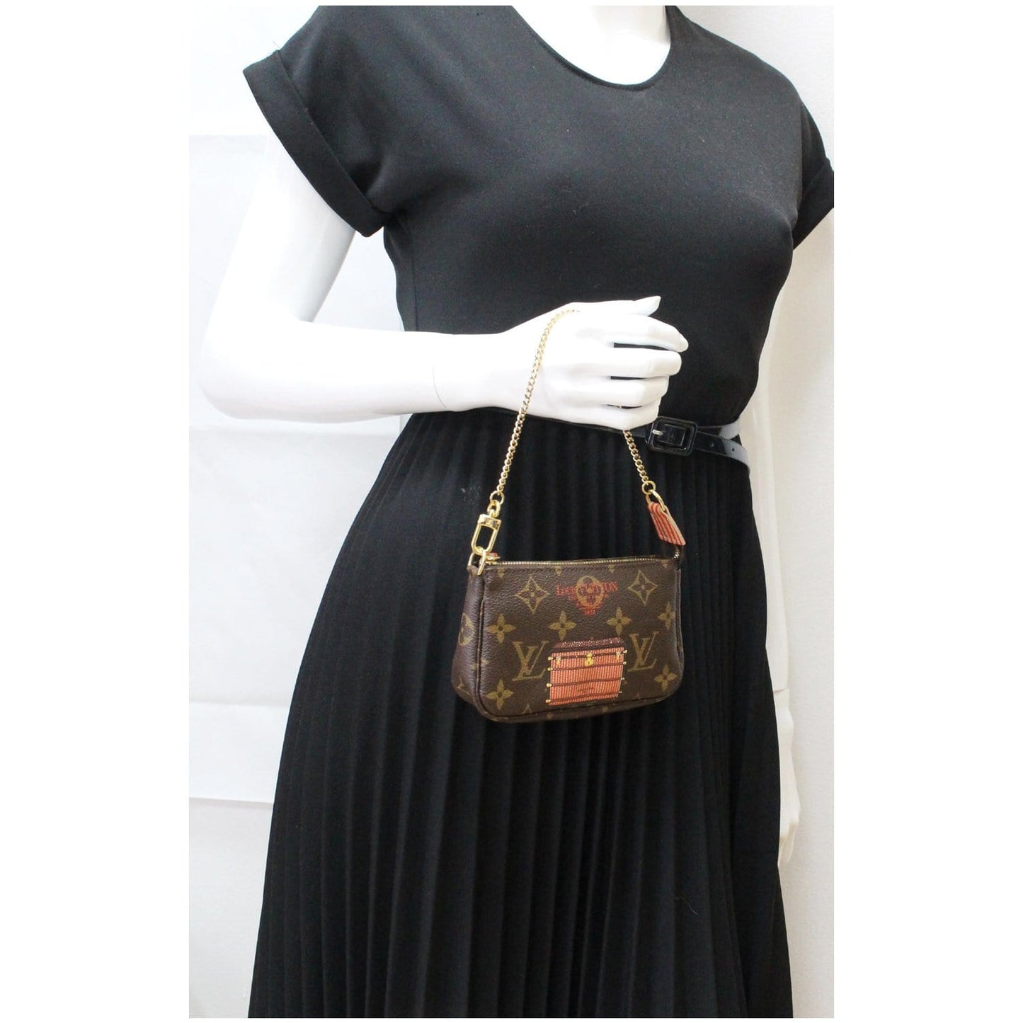 LOUIS VUITTON Inventeur Trunks & Locks Mini Accessories Monogram Canvas Pochette Brown