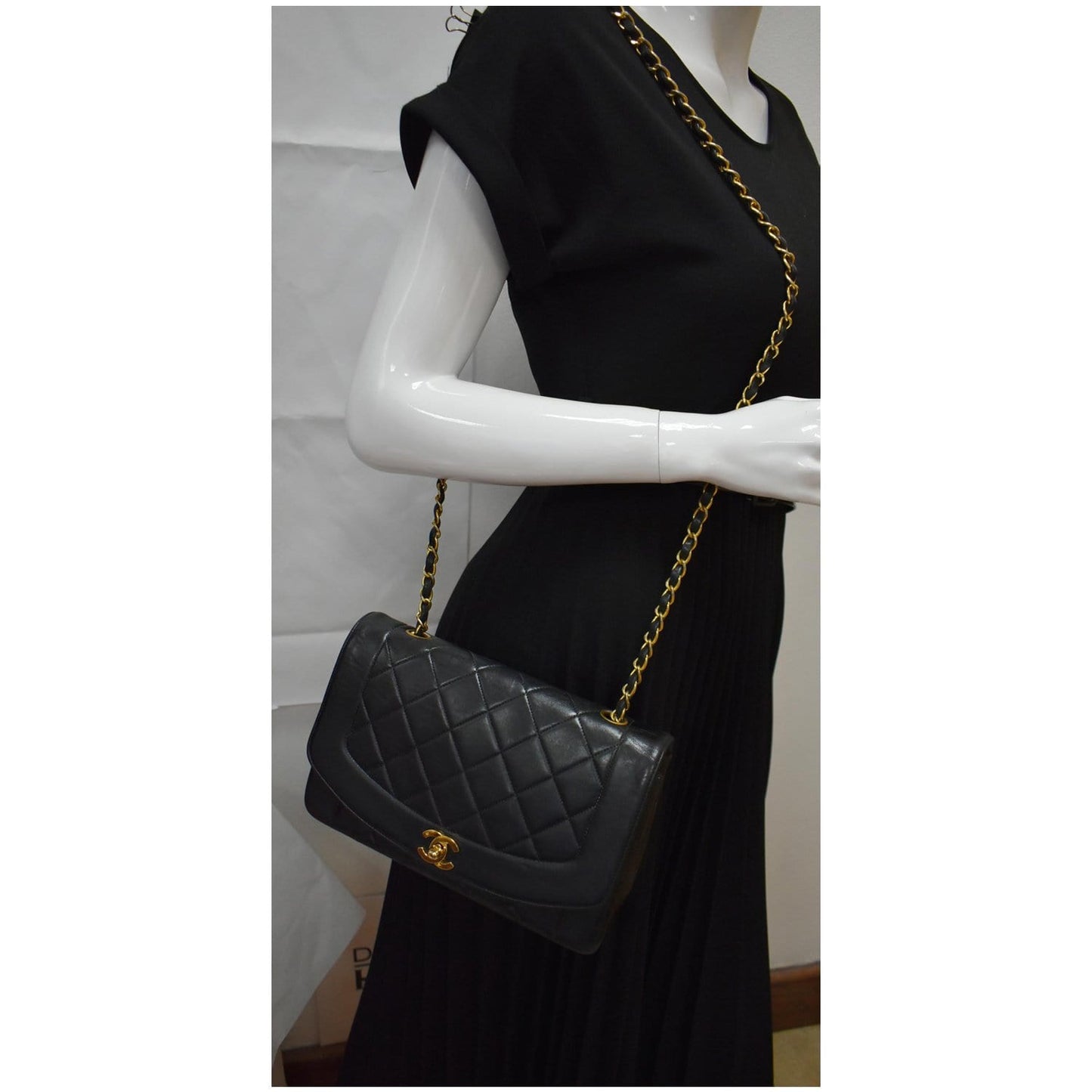 CHANEL Diana Flap Quilted Lambskin Leather Shoulder Bag Black - 20% OFF
