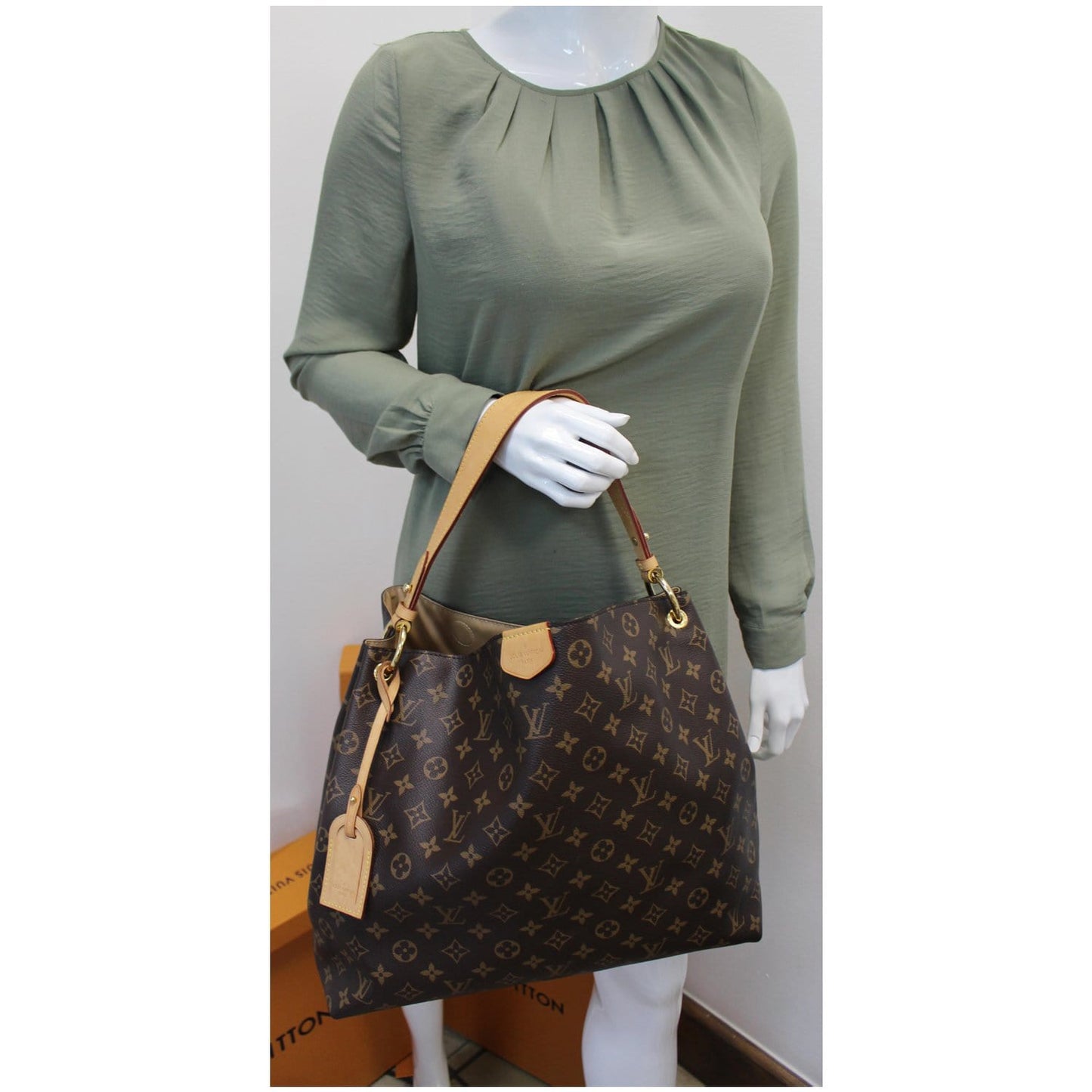 LOUIS VUITTON Graceful MM Monogram Canvas Shoulder Bag Brown