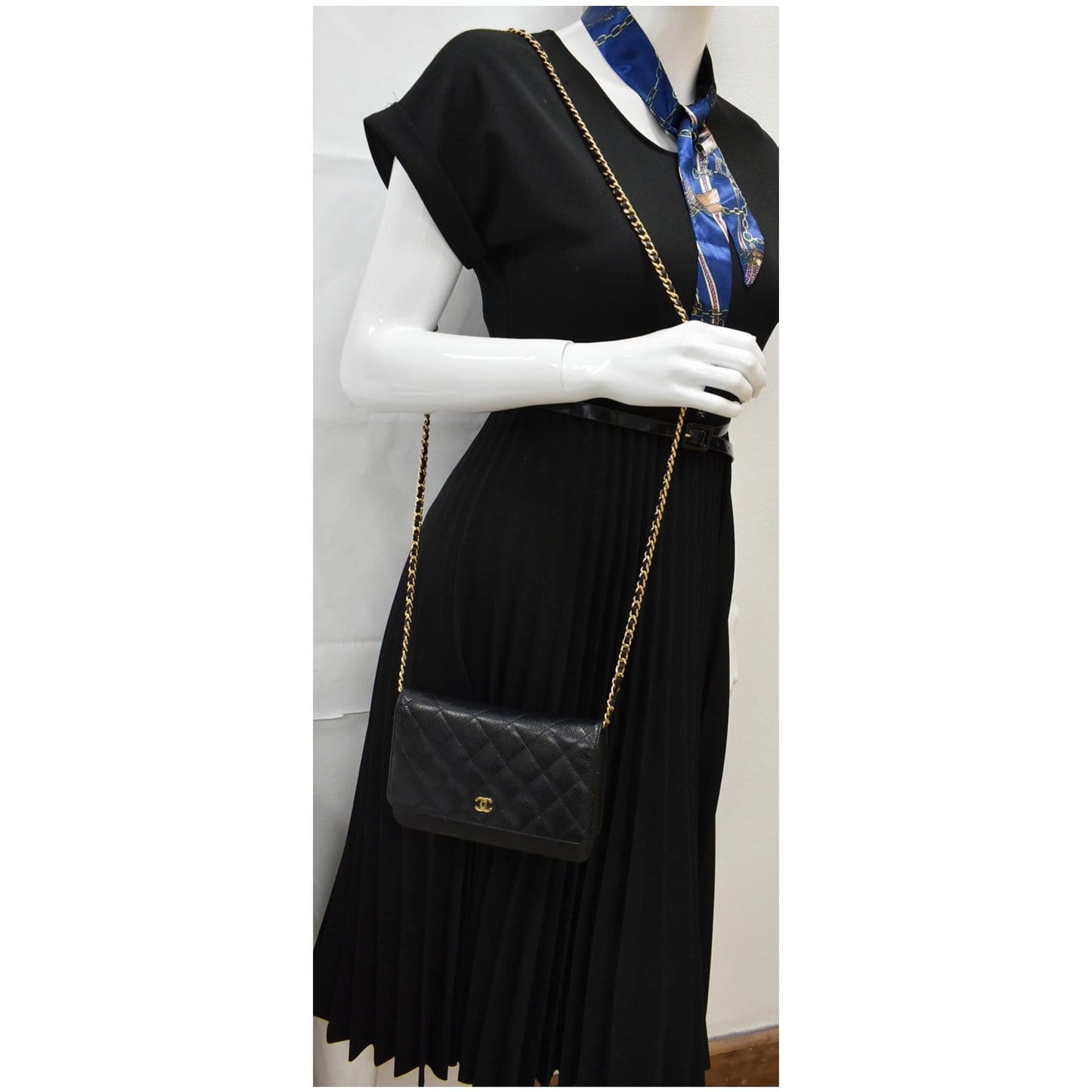 CHANEL Wallet on Chain WOC Caviar Leather Crossbody Bag Black