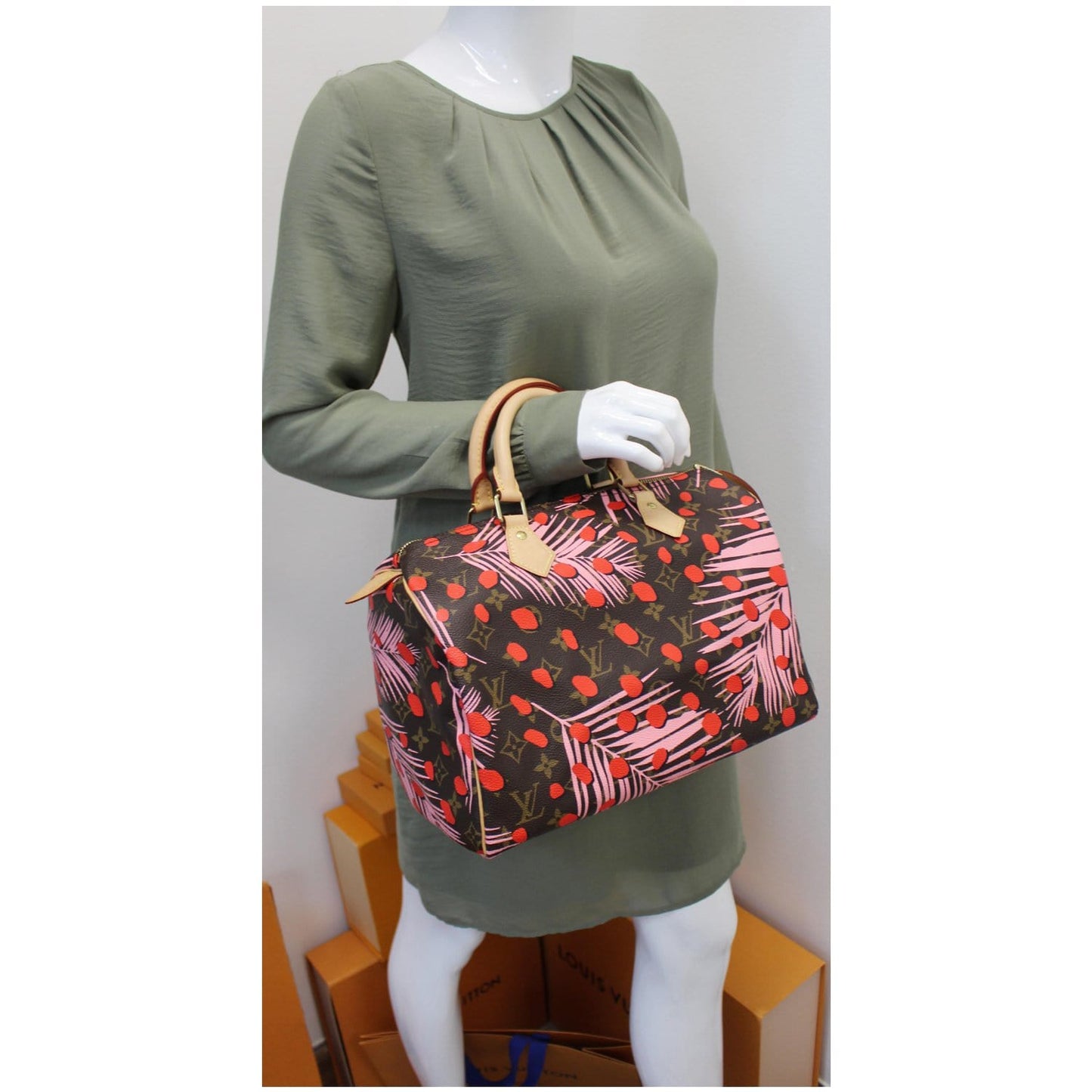 LOUIS VUITTON Speedy 30 Jungle Dots Palm Springs Satchel Bag Brown - 15% OFF