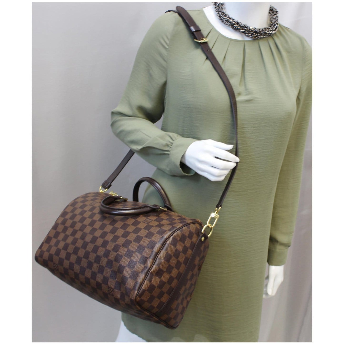 LOUIS VUITTON Speedy 30 Bandouliere Damier Ebene Shoulder Bag Brown