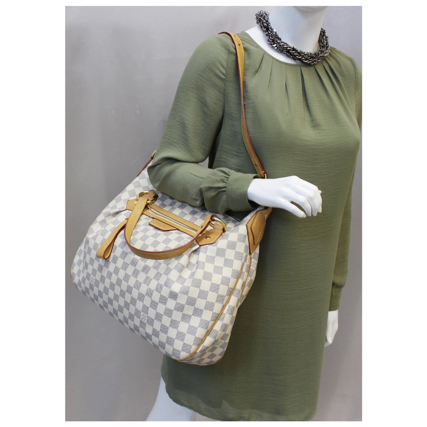 LOUIS VUITTON Evora MM Damier Azur Tote Shoulder Bag