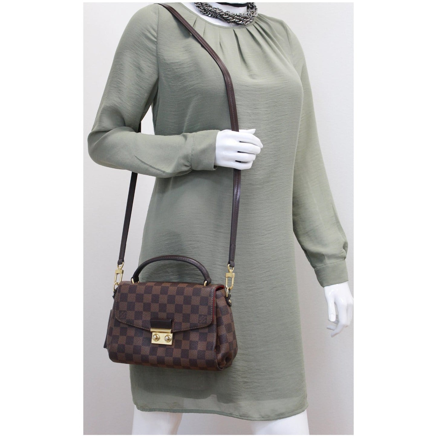 LOUIS VUITTON Croisette Damier Ebene Shoulder Crossbody Bag Brown