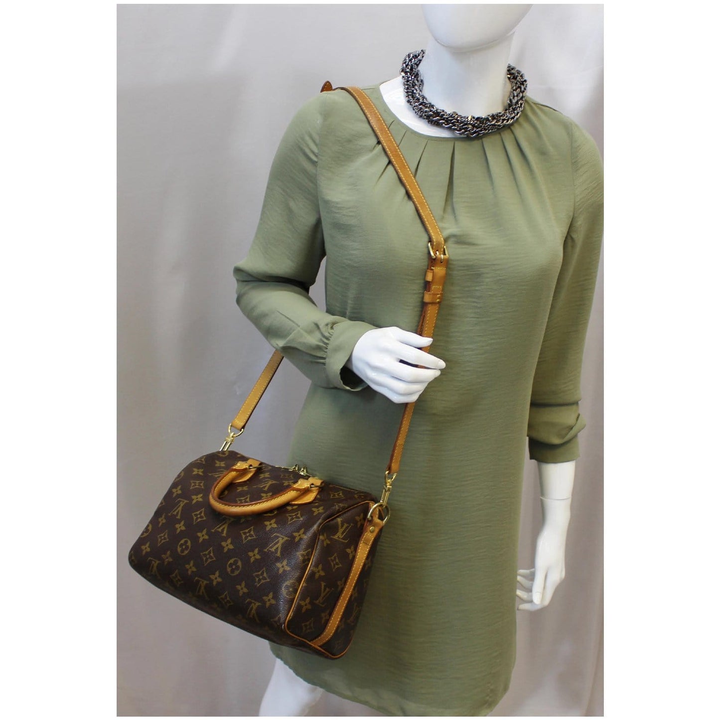 LOUIS VUITTON Speedy 25 Bandouliere Monogram Canvas Shoulder Bag Brown