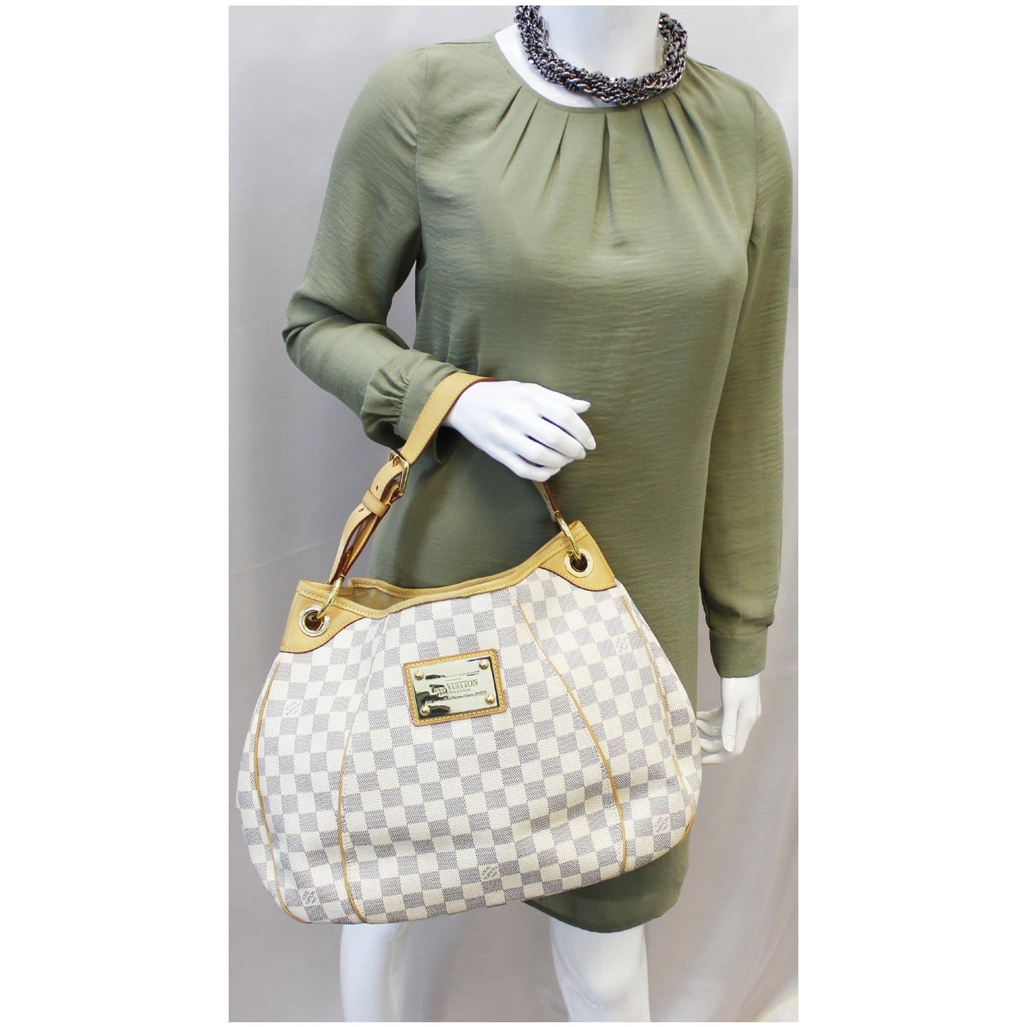 LOUIS VUITTON Galliera PM Damier Azur Shoulder Bag White