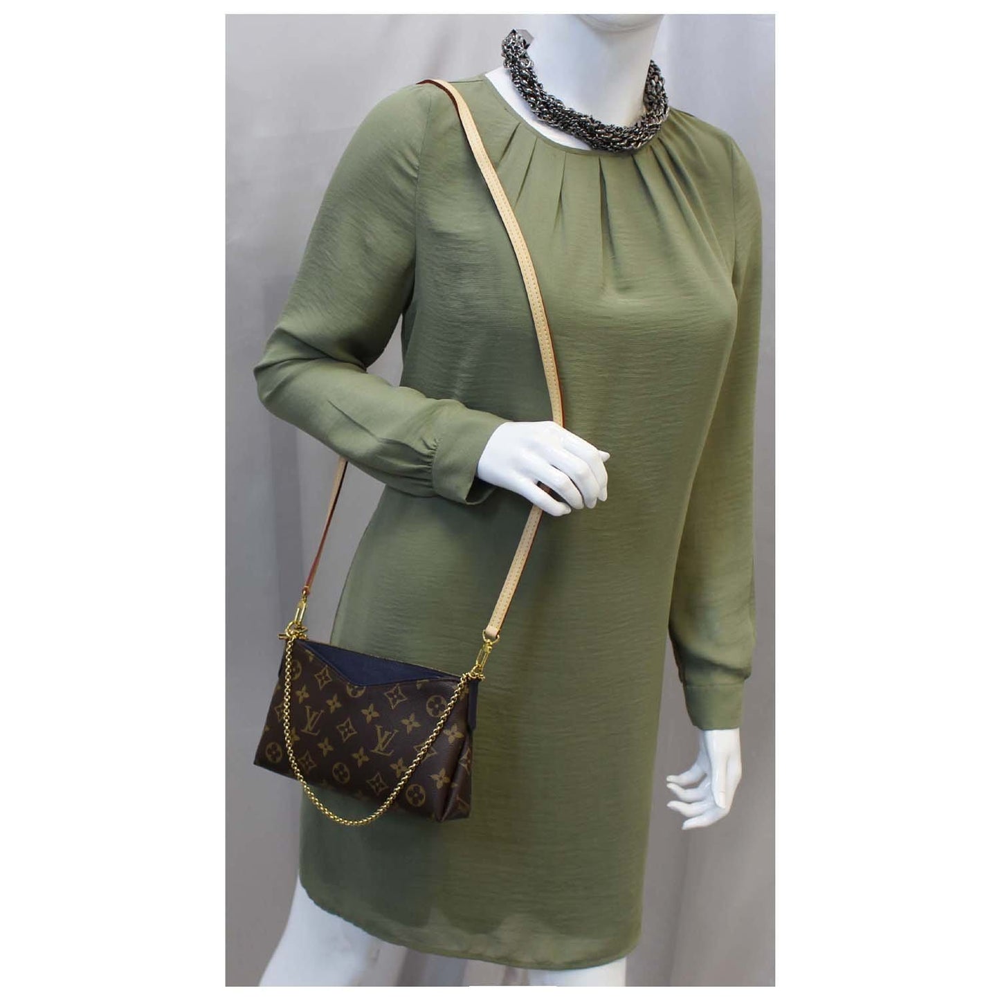 LOUIS VUITTON Pallas Monogram Canvas Clutch Crossbody Bag