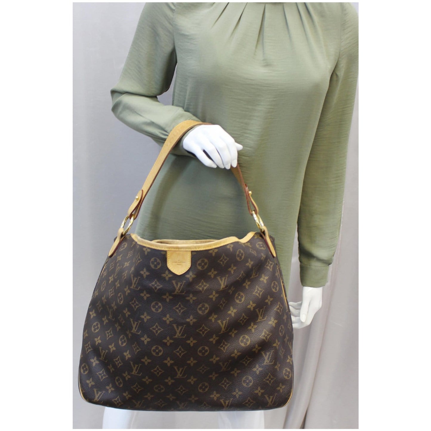 LOUIS VUITTON Delightful MM Monogram Canvas Shoulder Bag Brown