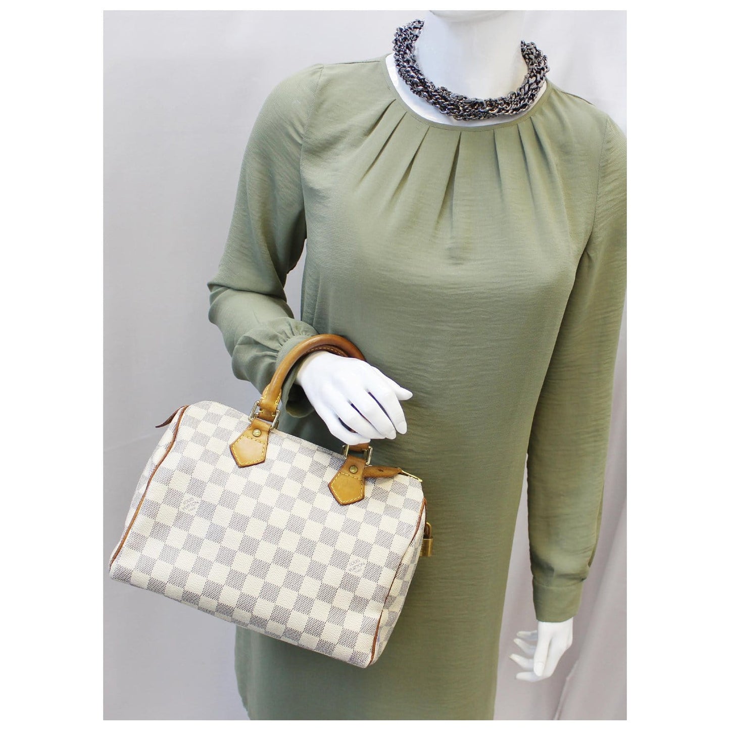 LOUIS VUITTON Speedy 25 Damier Azur Satchel Bag