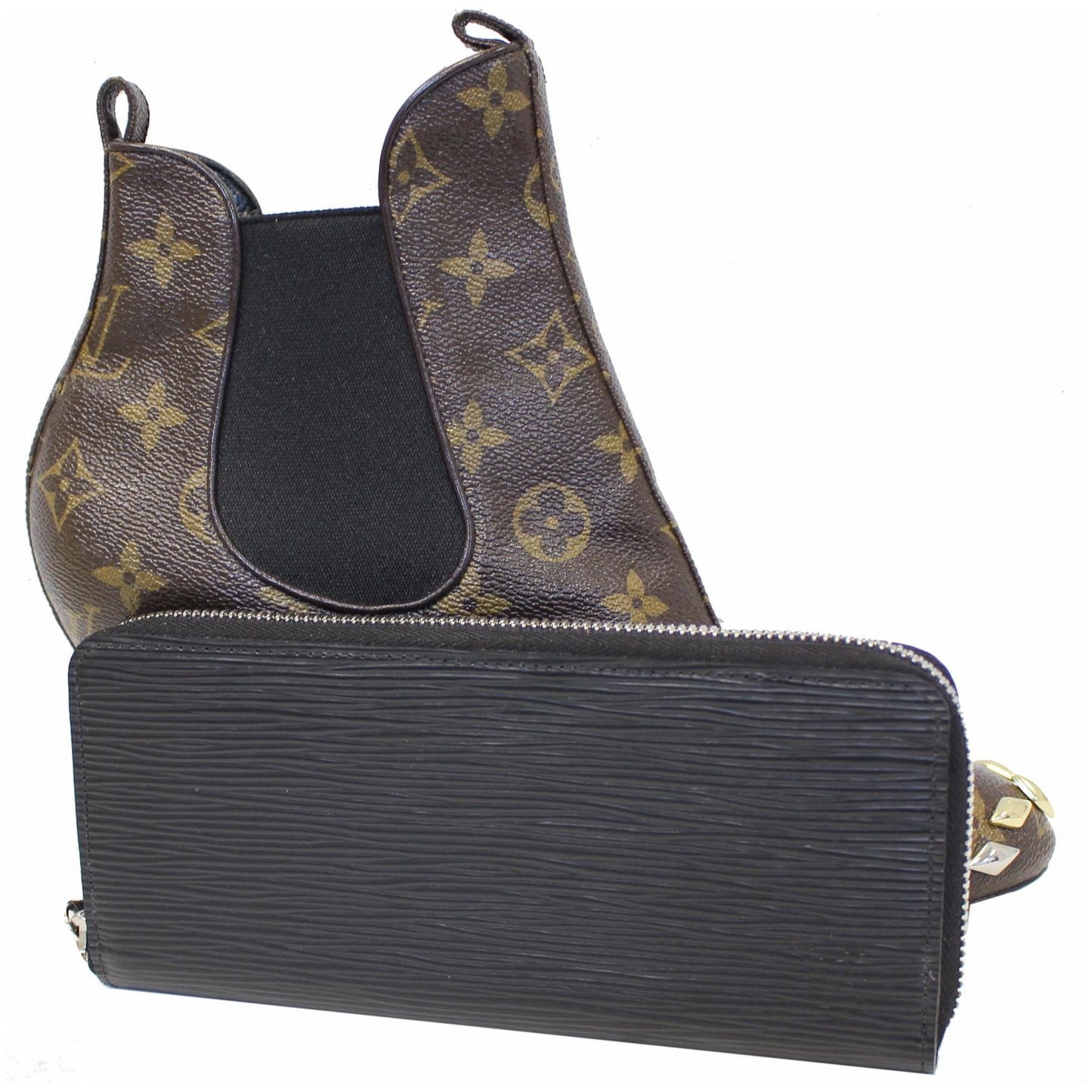 LOUIS VUITTON Clemence Epi Leather Wallet Black