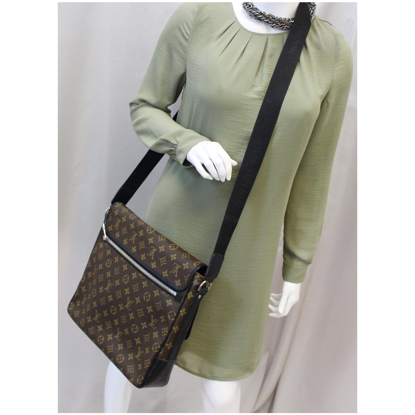 LOUIS VUITTON Bass GM Monogram Macassar Canvas Messenger Bag Brown