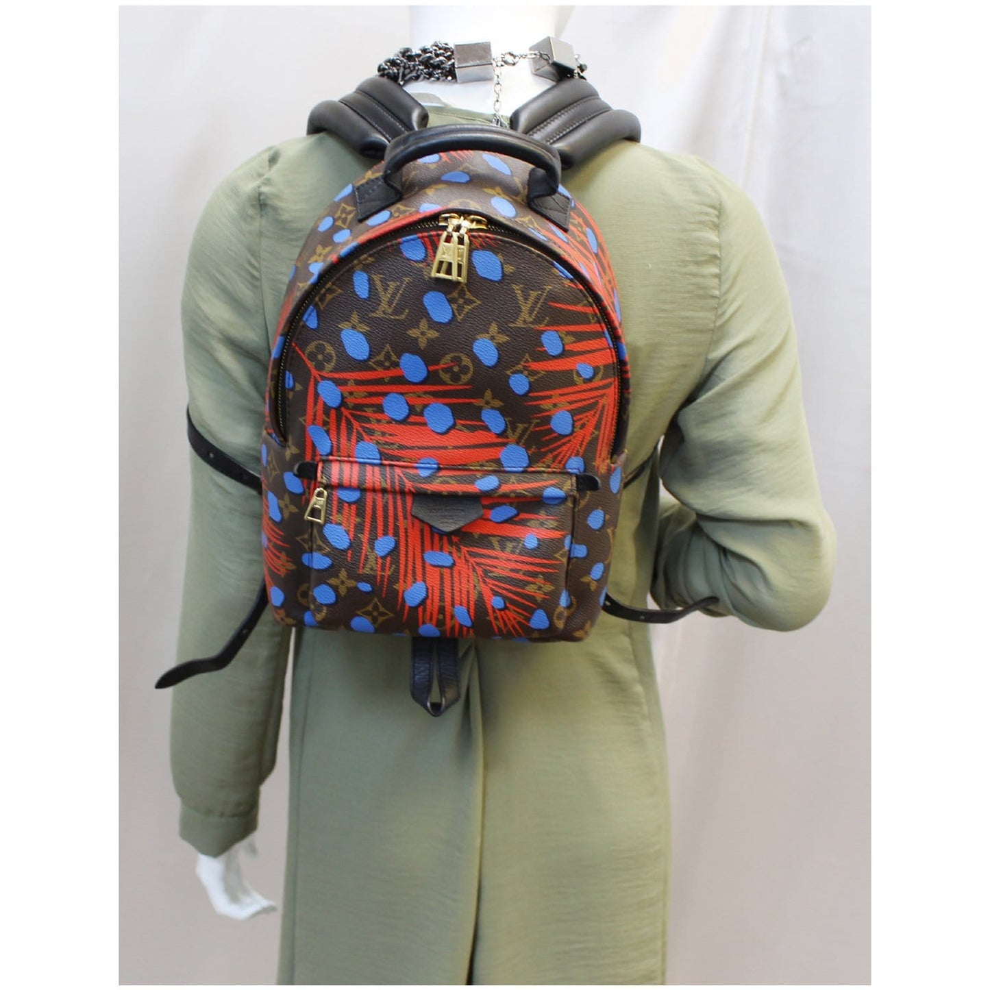 LOUIS VUITTON Palm Springs PM Monogram Jungle Dots Backpack Bag Brown