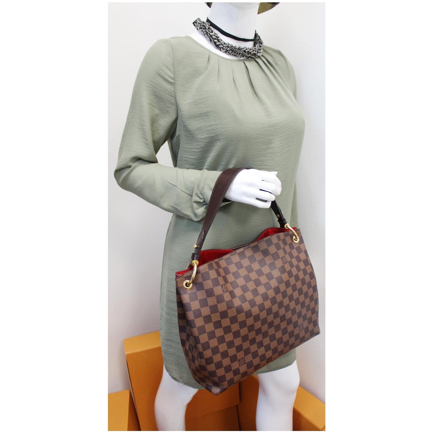 LOUIS VUITTON Graceful PM Damier Ebene Shoulder Bag Brown