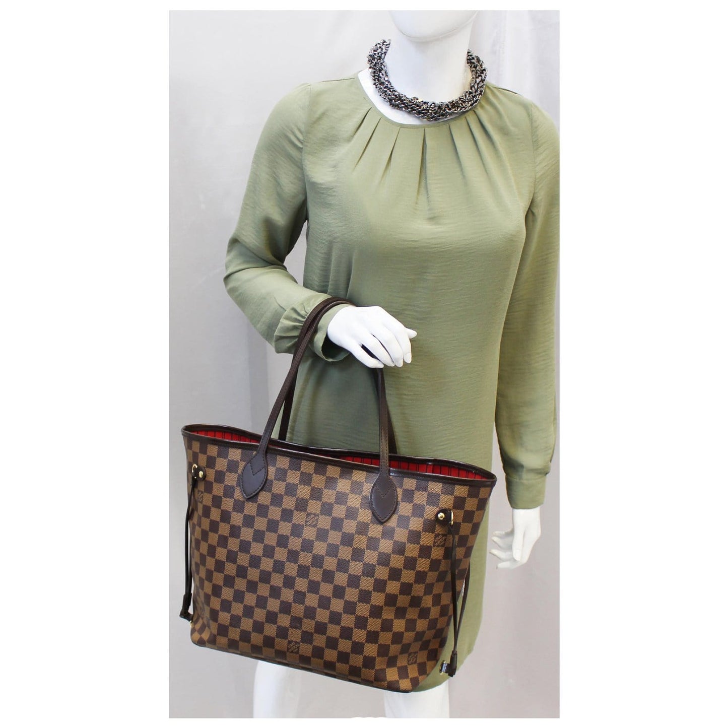 LOUIS VUITTON Neverfull MM Damier Ebene Brown Tote Bag