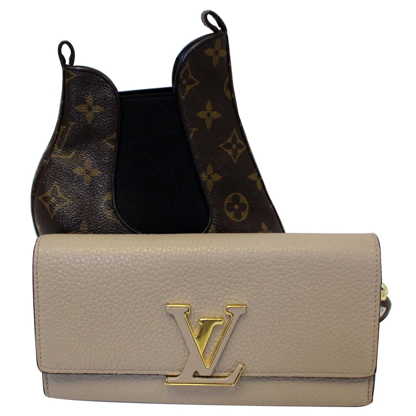 LOUIS VUITTON Capucines Taurillon Leather Wallet Galet