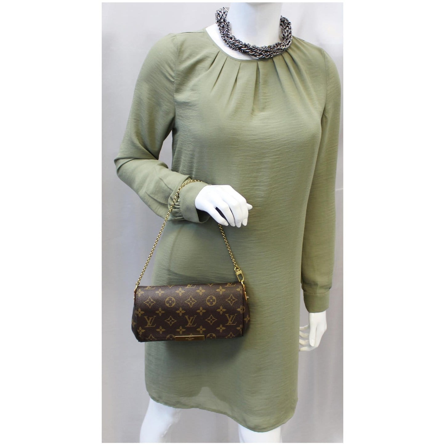LOUIS VUITTON Favorite PM Monogram Canvas Crossbody Bag Brown